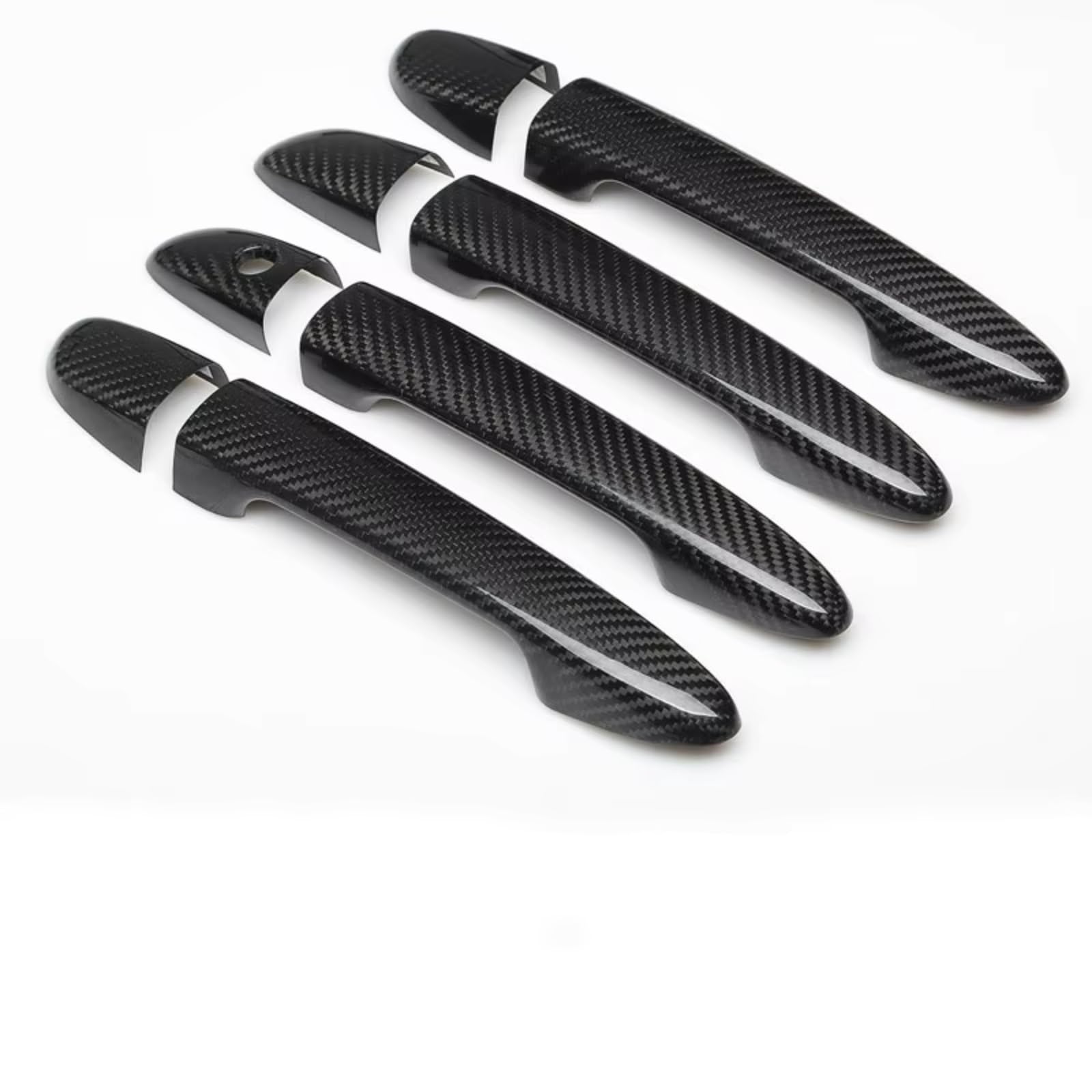 IUKMR for Mazda 2 for Demio 2009-2013 Styling Accessories Carbon Fiber Chrome Car Door Handle Cover Decor Trim Car Outer Door Handle(Carbon no Button)