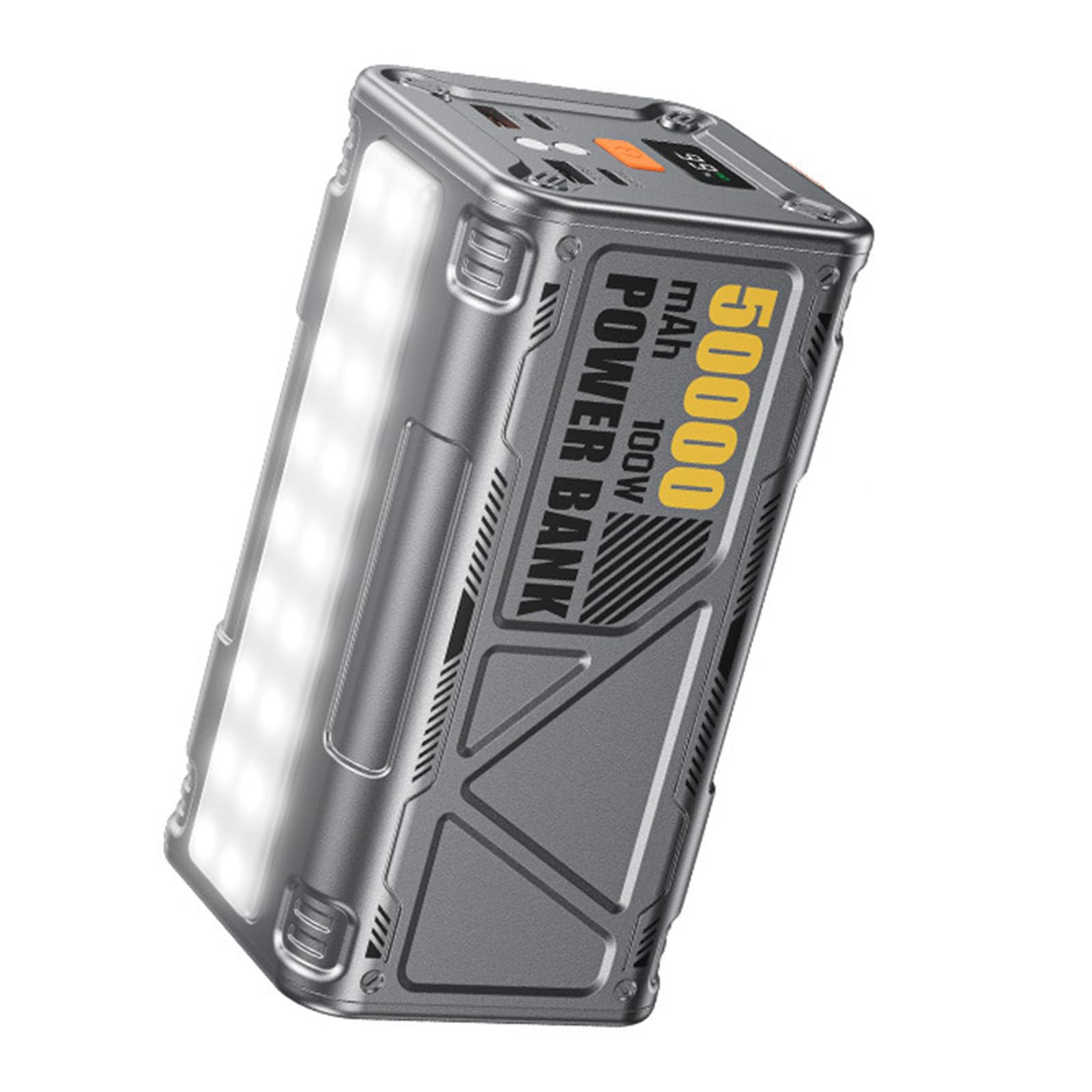 Cargador portátil Power Bank, 50000 mAh, Alta Capacidad, 100 W, Carga rápida, con 4 Salidas y Pantalla LCD para teléfonos Inteligentes y tabletas,Grey