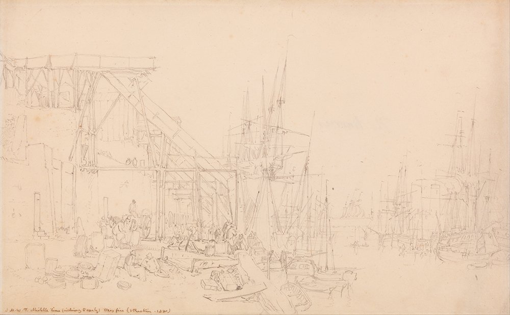 Coal Boats Loading North Shields JMW Turner Impression Mate Grande Taille