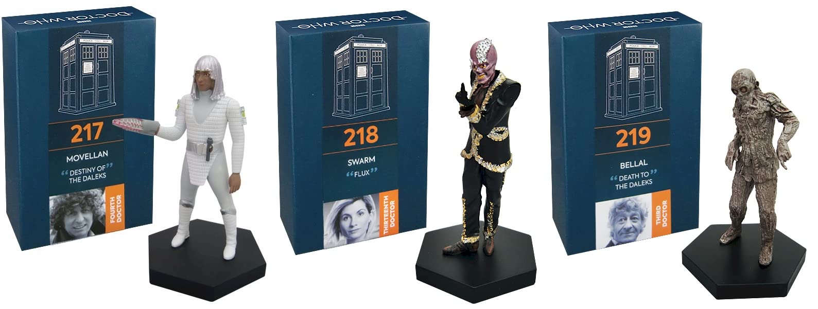 Doctor Who Eaglemoss Movellan Swarm Bellal Figure Trio Set 1:21 Scale Hand Painted Collector Boxed Model Figurine #217#218#219