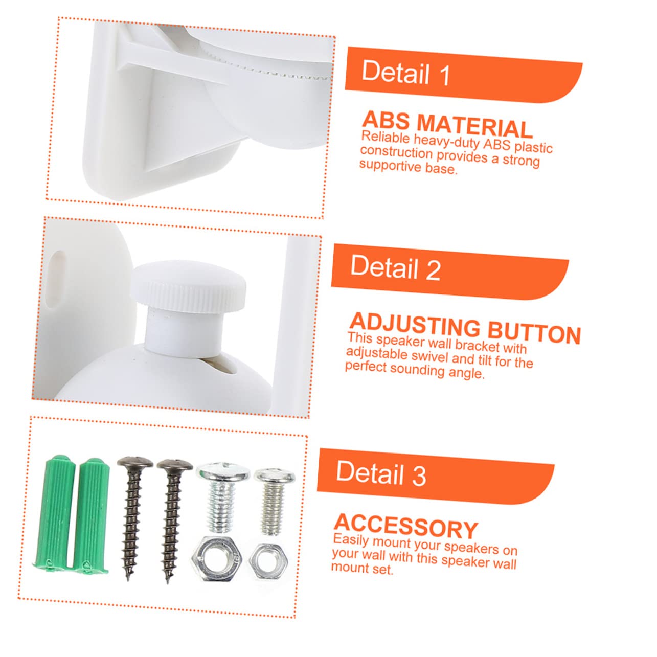 Homoyoyo 4 pièces Support Mural pour Enceintes Supports Ajustables Rotatifs pour Montage Mural Brackets Pratiques et Durables pour Enceintes Murales
