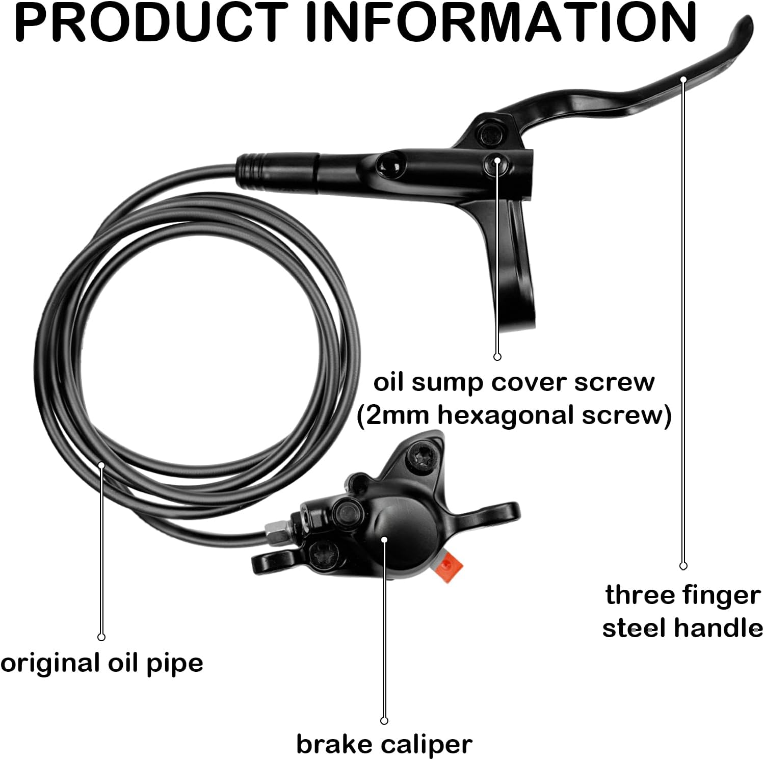 MT200 Hydraulic Brakes Set Left Front 800/850mm Right Rear 1450/1550mm 2 Piston Bike Brakes for Mountain Bike
