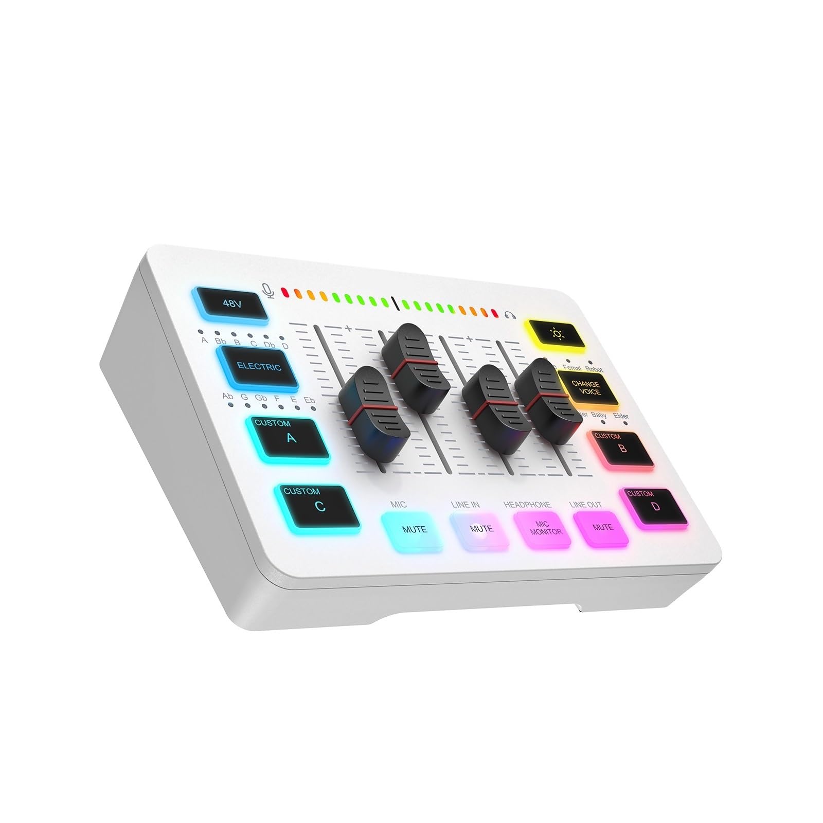 Mixer audio, Mixer Da Gioco, Mixer RGB In Streaming A 4 Canali Con Interfaccia Microfono XLR, For Voce Di Gioco, Podcast(White)