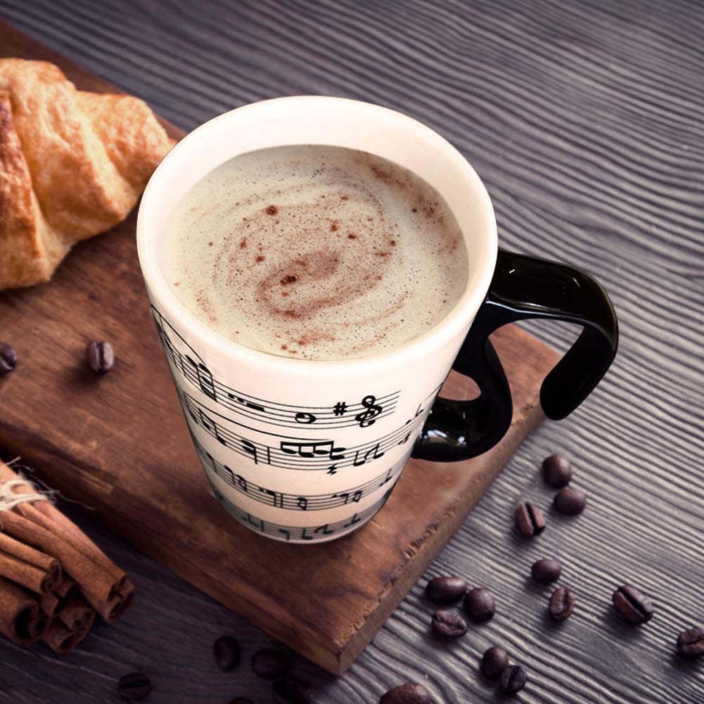 EYMPEU Kubek do kawy z nutą muzyczną, zabawny kubek 450 ml na kawę, herbatę, wodę, prezent dla miłośnika muzyki/nauczyciela/przyjaciela
