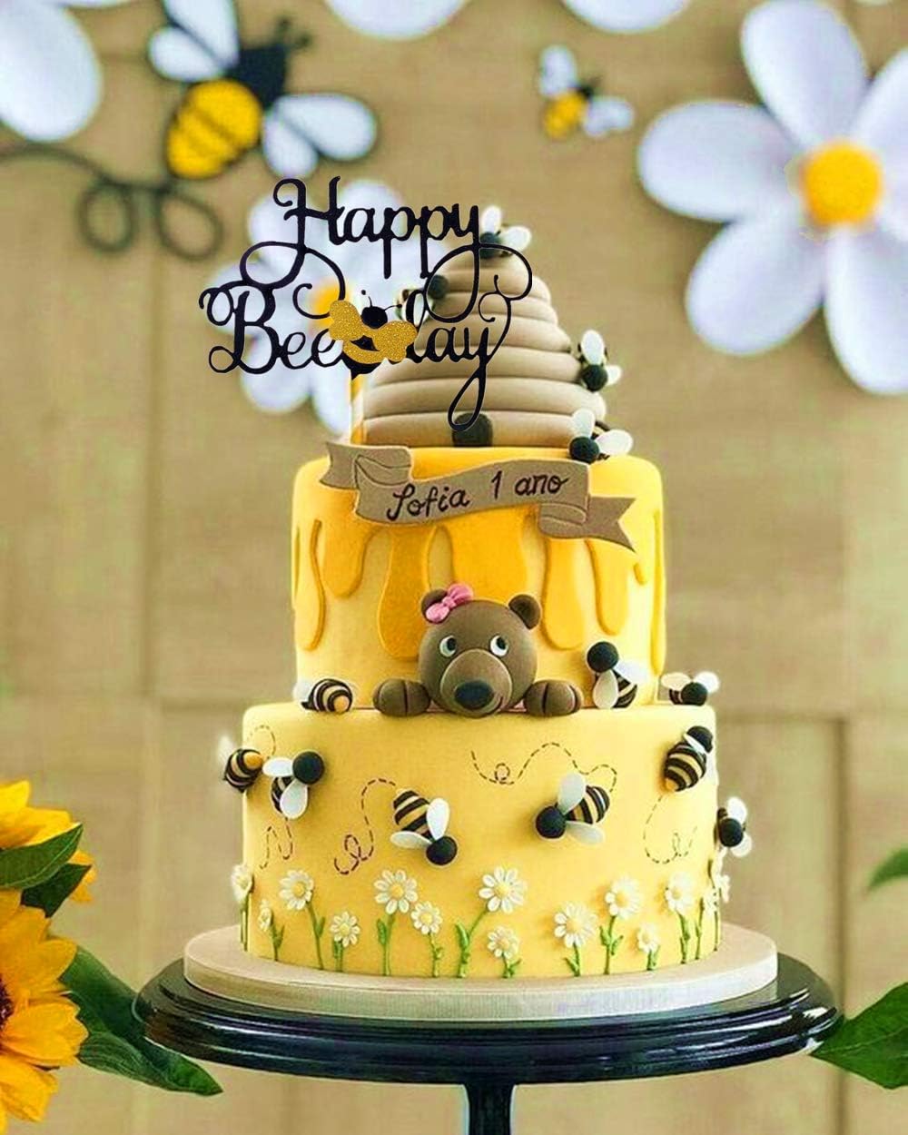 Jevenis Decorations Pour Cupcakes En Forme D Abeille Et Decoration Pour Gateau Avec Inscription Happy Bee Day Pour Fetes D Anniversaire Amazon Fr Cuisine Et Maison