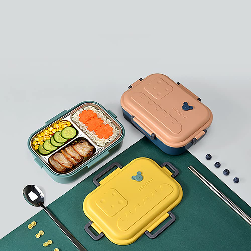 Caja Bento para Adultos para Niños, Fiambrera PP De Acero Inoxidable Creativa Y Simple, La Moda De 3 Rejillas Se Puede Utilizar para El Picnic De Trabajo Escolar