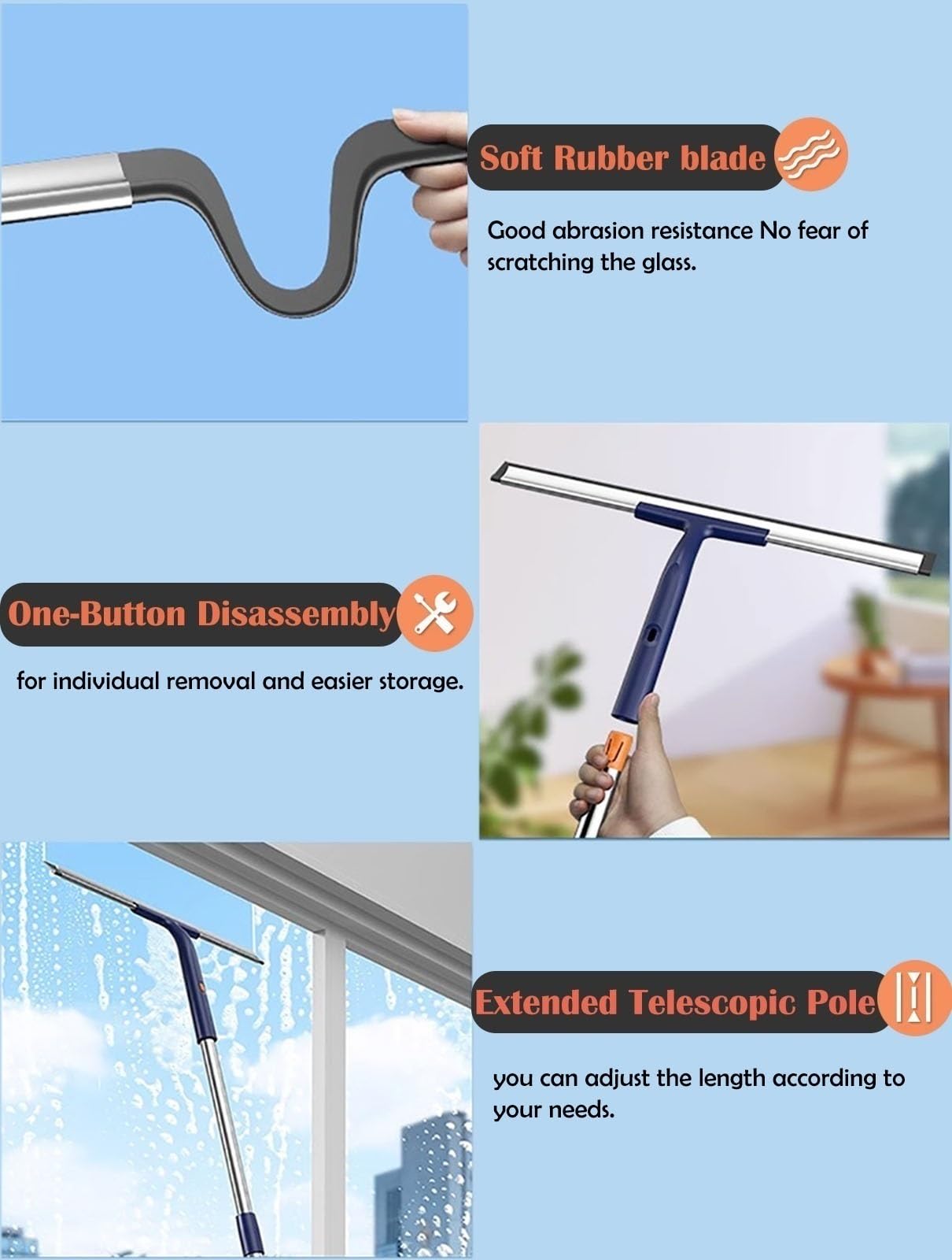 Amazon｜窓拭き用ポール アップグレードされたガラス清掃キット、1