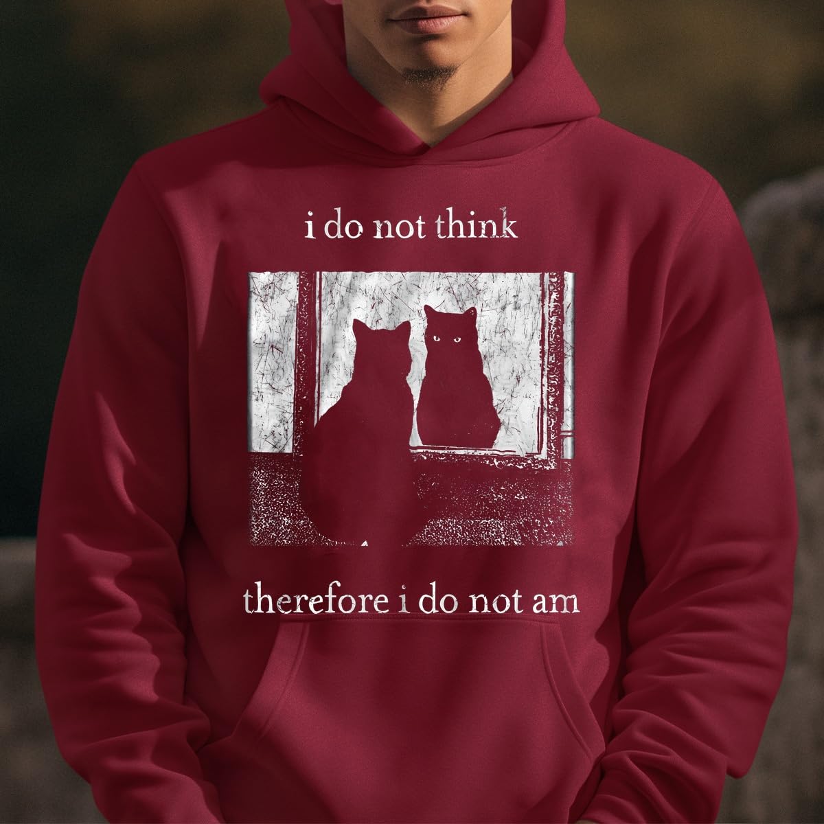 Felpa con cappuccio unisex con scritta "I do not think"