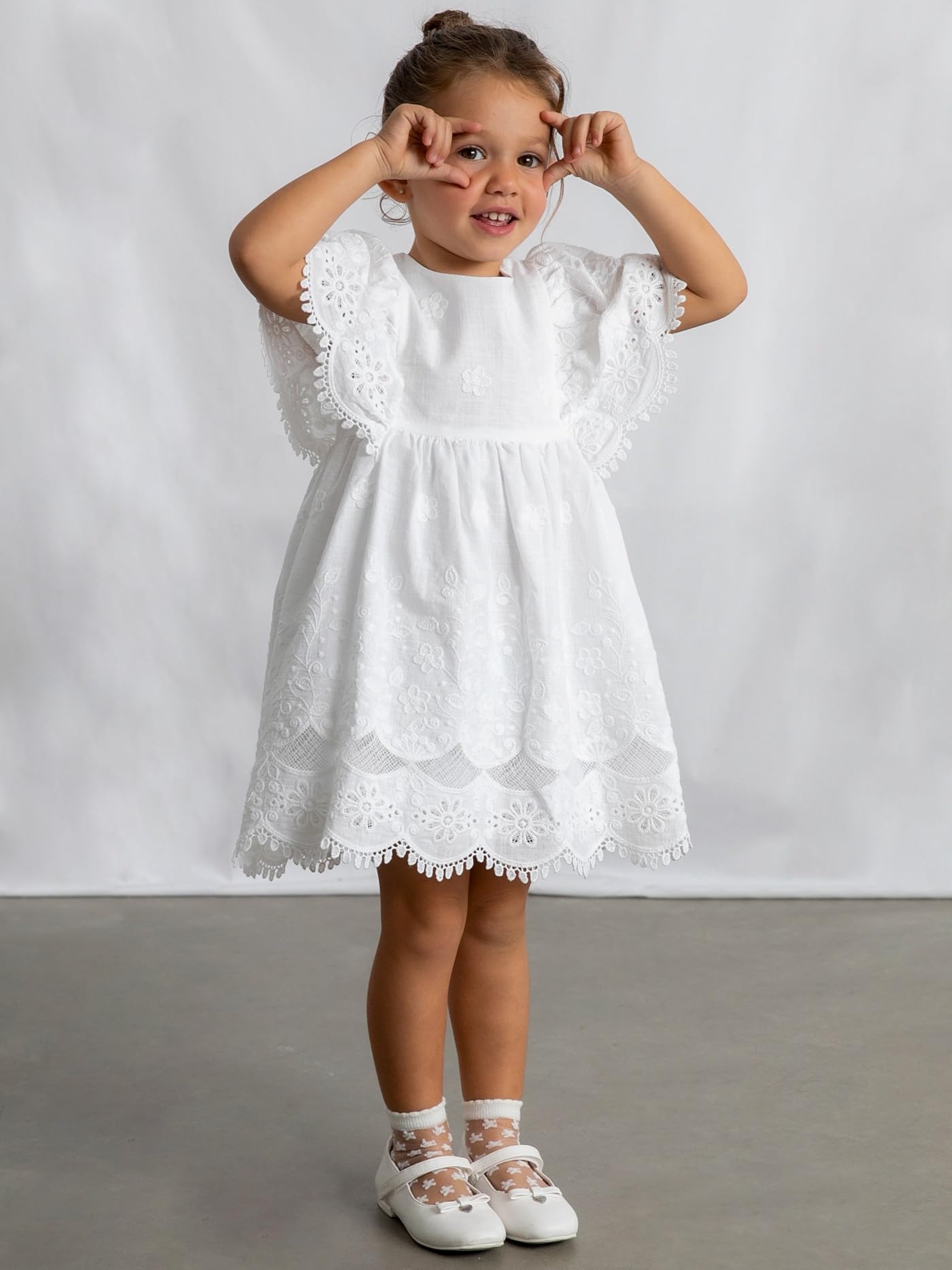 Mayoral Vestido Algodon Bordado para niña Blanco