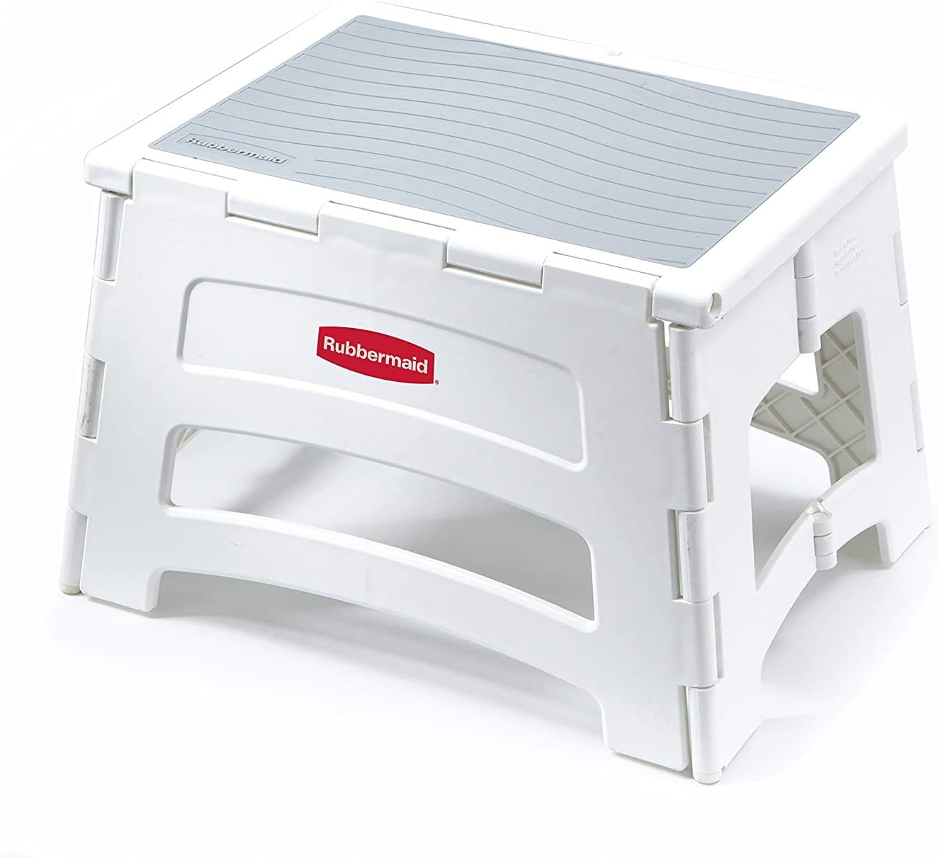 RM-PL1W Folding 1-Step Plastic Small Stool for Adults, Kitchen Foldable Step Stool, 300-pound Capacity, White