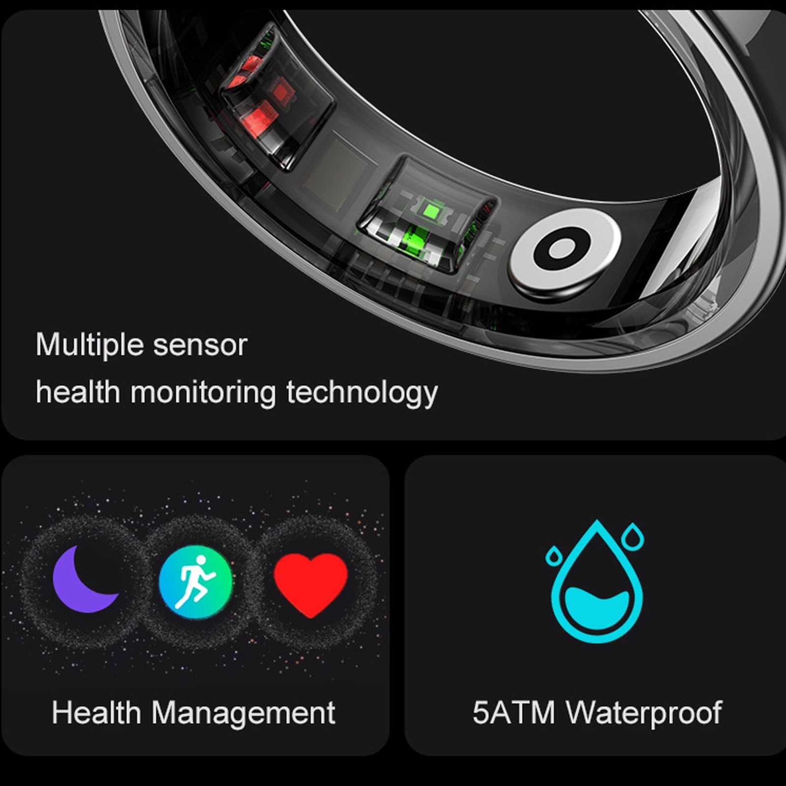 Korons Smart Ring, Anello for La Salute Con Ip68 Impermeabile, Leggero E Confortevole, Compatibile Con Android E Ios, Dispositivo Indossabile, Contapassi E Monitoraggio Della Distanza(Silver,#7)