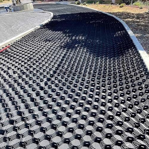 2 Inch Thick Crushed Stone Ground Grid 3.3ft/ 6.6ft/ 10ft/ 13ft/ 16ft/ 20ft Paving Blocks for Erosion Control/Retaining Walls?Outdoor Driveway, Permeable Crushed Stone Granite Stabilizer(2x6m(6.5x20ft