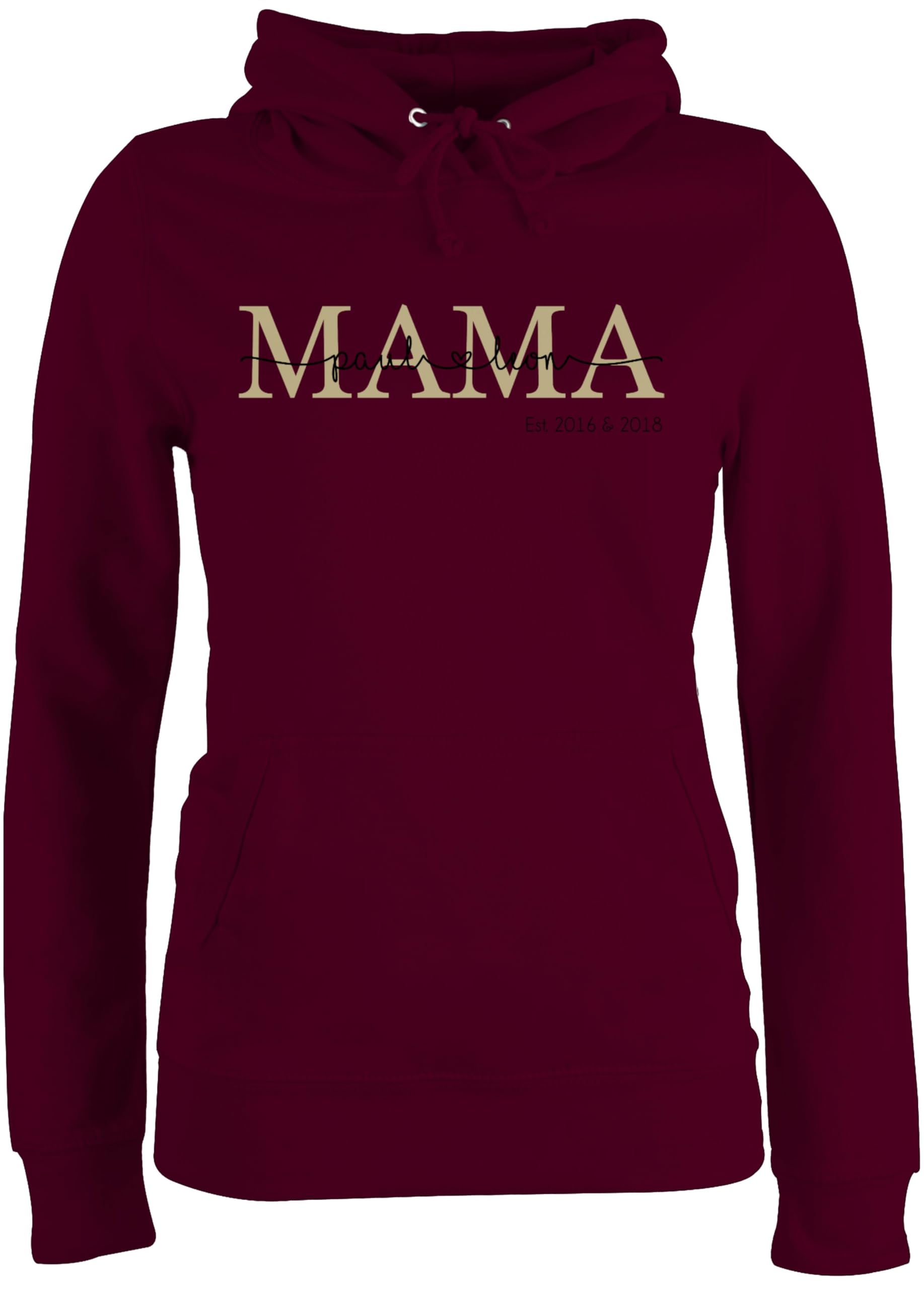 Geschenk mit Namen personalisiert by Shirtracer - Pullover Damen Hoodie Frauen - Mama mit Namen Kinder est I Geschenk Mama Muttertag I Mutti Geschenkidee Mom I Mum Geburtstag I Weihnachten