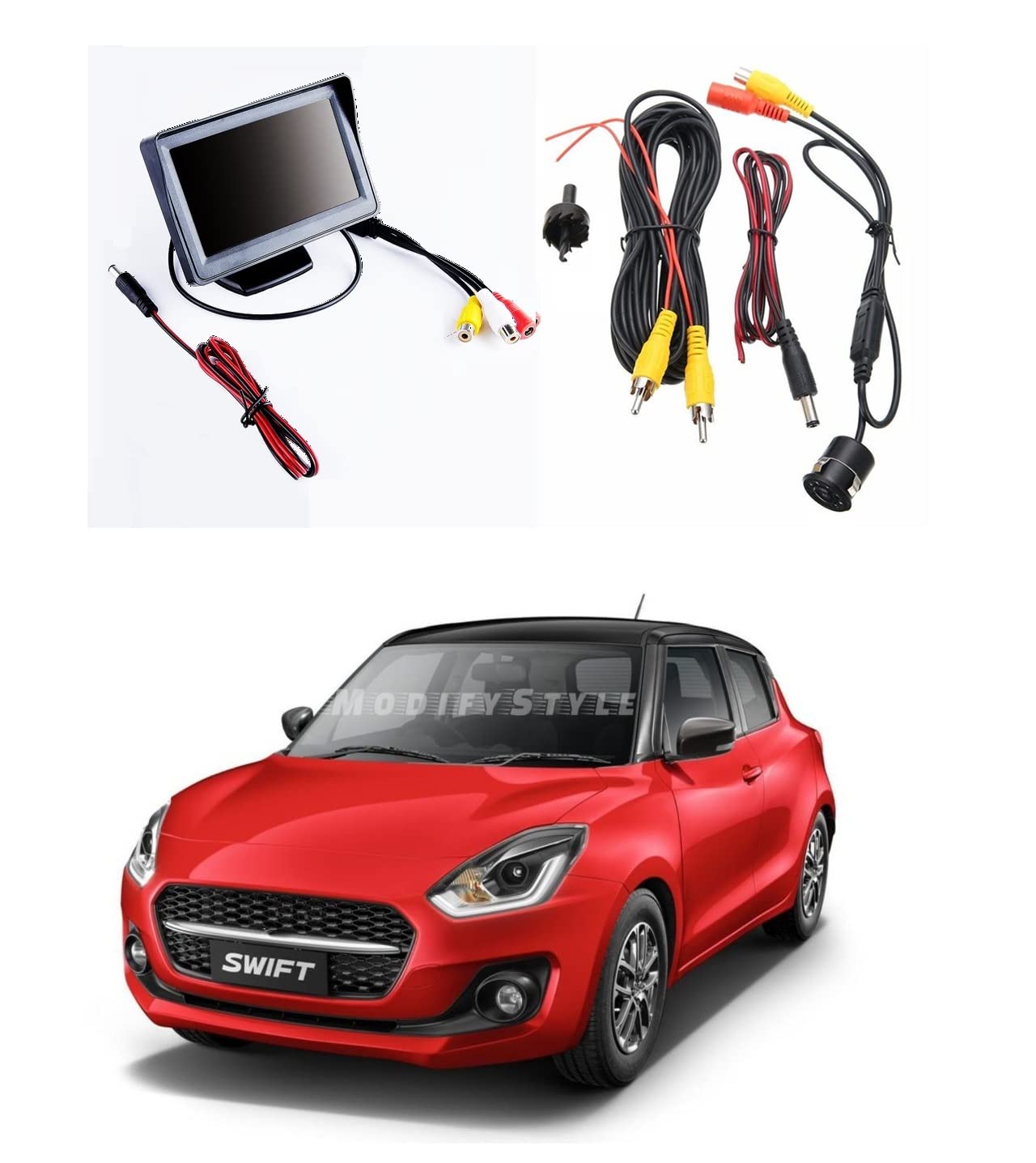 Combo TFT LCD 4.3inch Display + Reverse Parking Camera Suitable for Maruti Swift (2021 to Present) Type 5