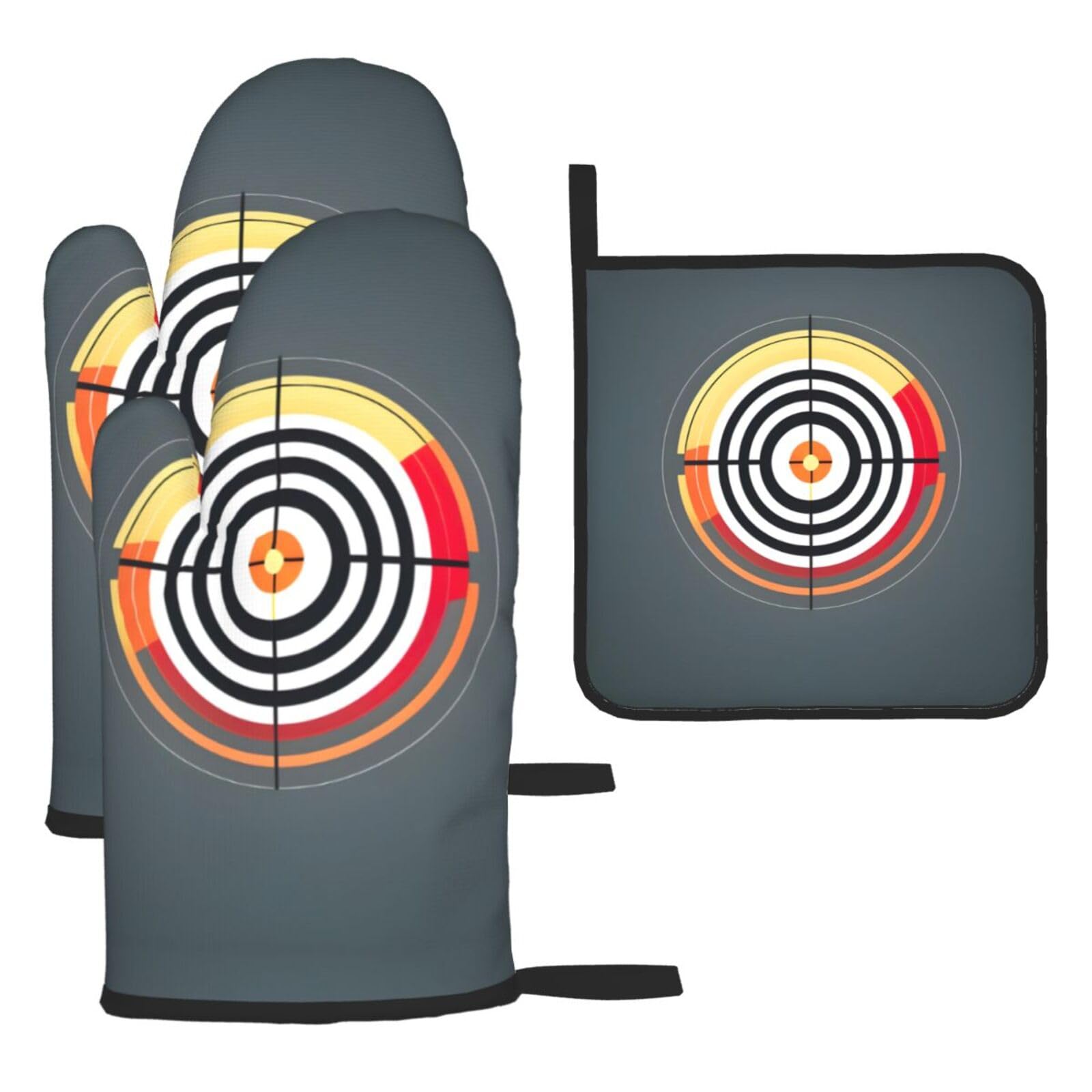 Vector Design Print Oven Mitts and Pot Holders,Non-Slip Pot Holders for Kitchen,Thick Potholders for Baking Grilling
