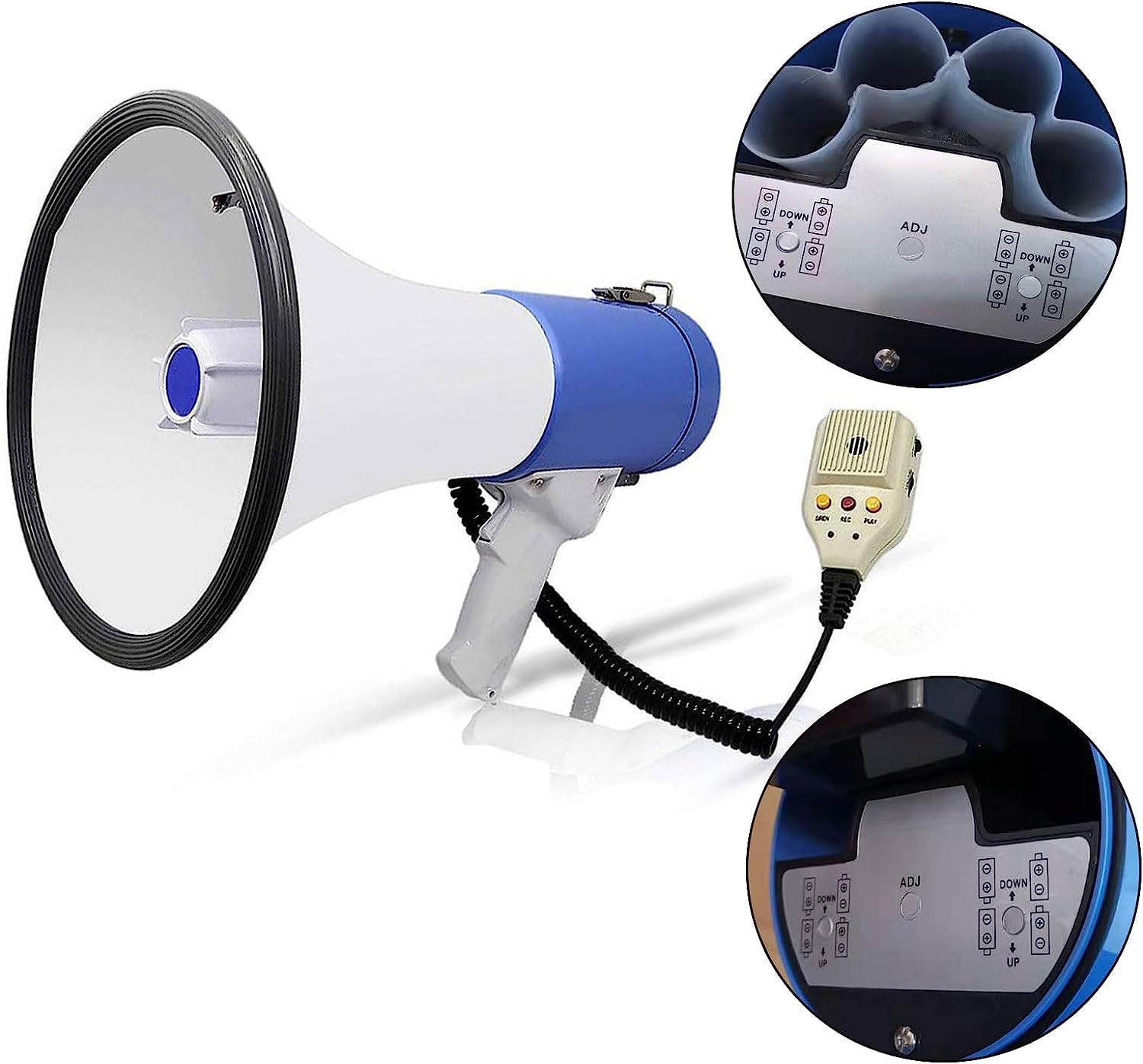 POCHY Moda Megáfono Megáfonos portátiles Megáfono de Mano de Alta Potencia de 50 W con Altavoz de megáfono de Carga de grabación Altavoz de megáfono para Exteriores Bonito