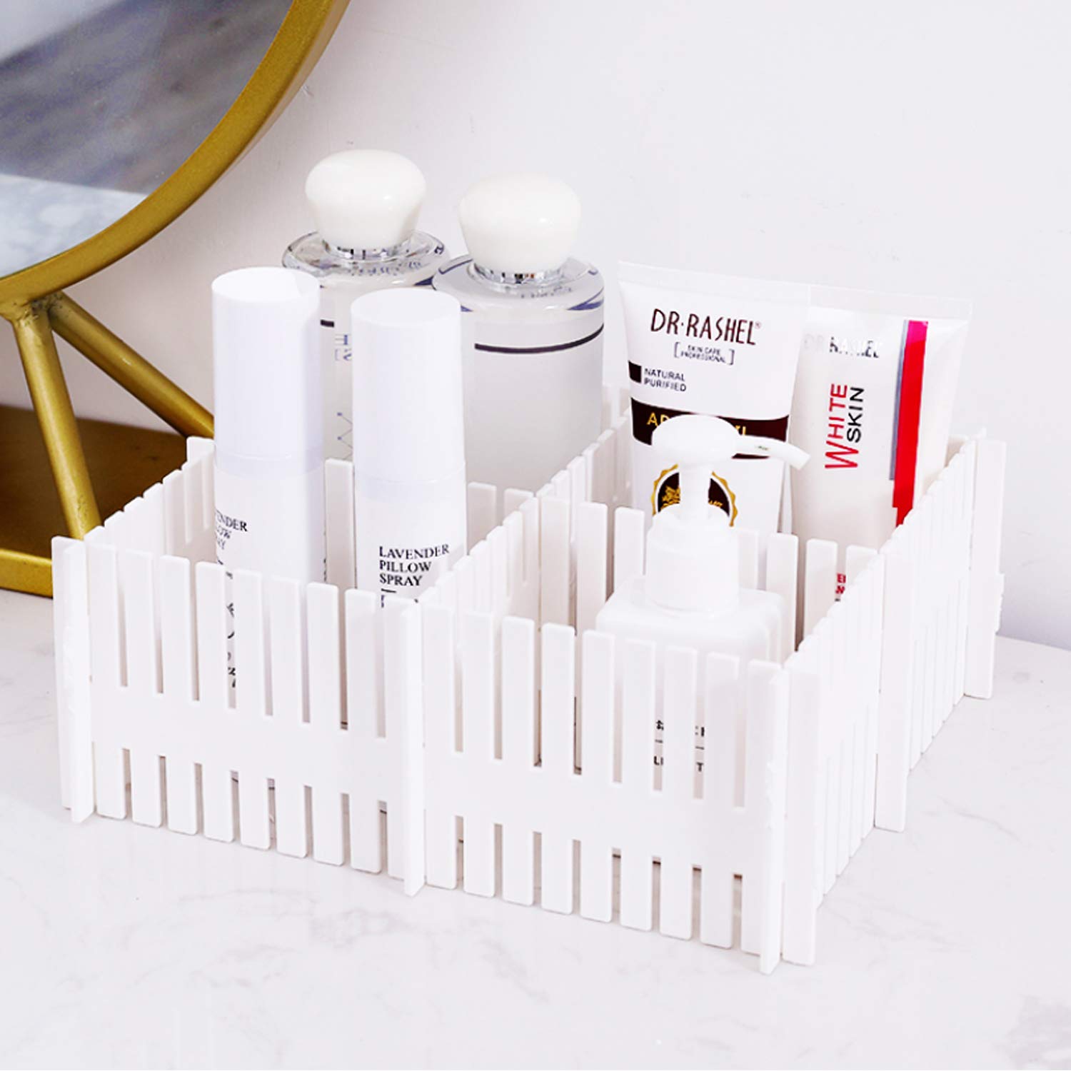 Organizer Per Cassetti - 16 Divisori Regolabili In Plastica, Bianchi