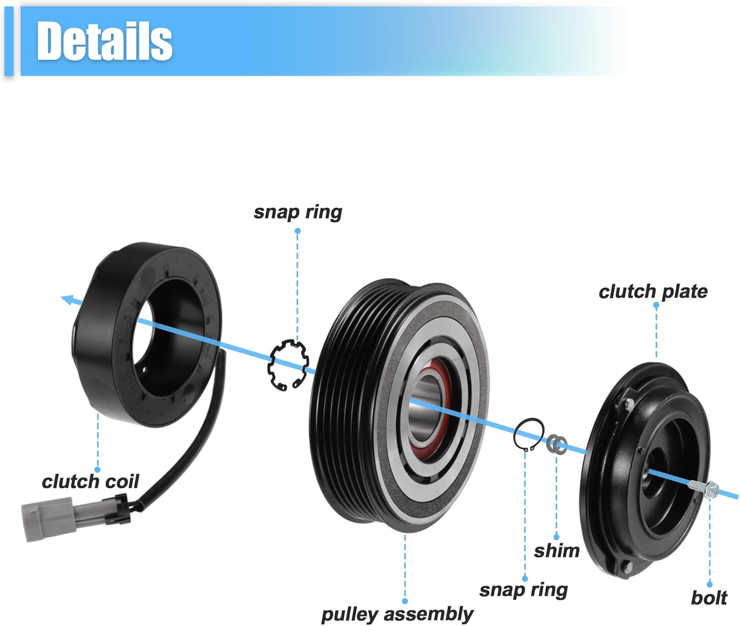 uxcell 1 Set AC Compressor Clutch Kit Replace for Chevrolet Silverado 2500HD 2002-2013 8 CYL 6.6L