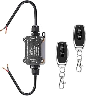 Remote Control Switch,DC12/24/48V Waterproof Wireless 433Mhz Transmitter Receiver Kit,20A RF Module Relay ON/Off Switch,164ft Long Range for Lights,Pump,Fan
