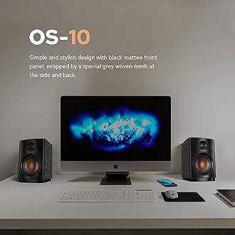 HiVi-Swans OS-10 HiFi Stereo Speakers, Bluetooth 5.0 Active Computer Bookshelf Speakers - 4'' Dynamic Woofer, Powered Desk Speakers 62w RMS with Touch Control for PC/Phone/TV - Black