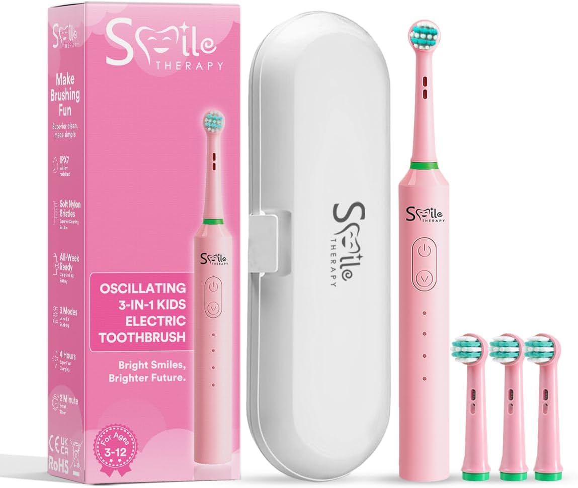 SMILE THERAPY® Childrens Electric Toothbrush 3–12, Rechargeable Kids ...