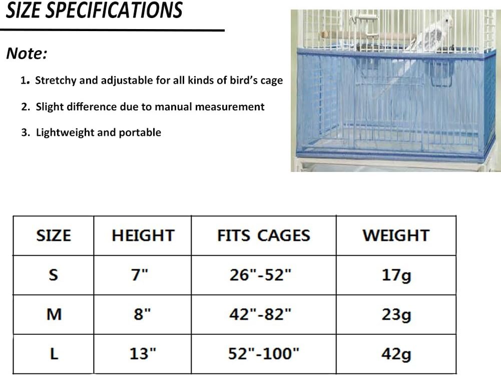 Bonaweite Mesh Bird Seed Catcher, Birds Cage Net Cover, Soft Nylon Skirt with Adjustable Drawstring : Pet Supplies