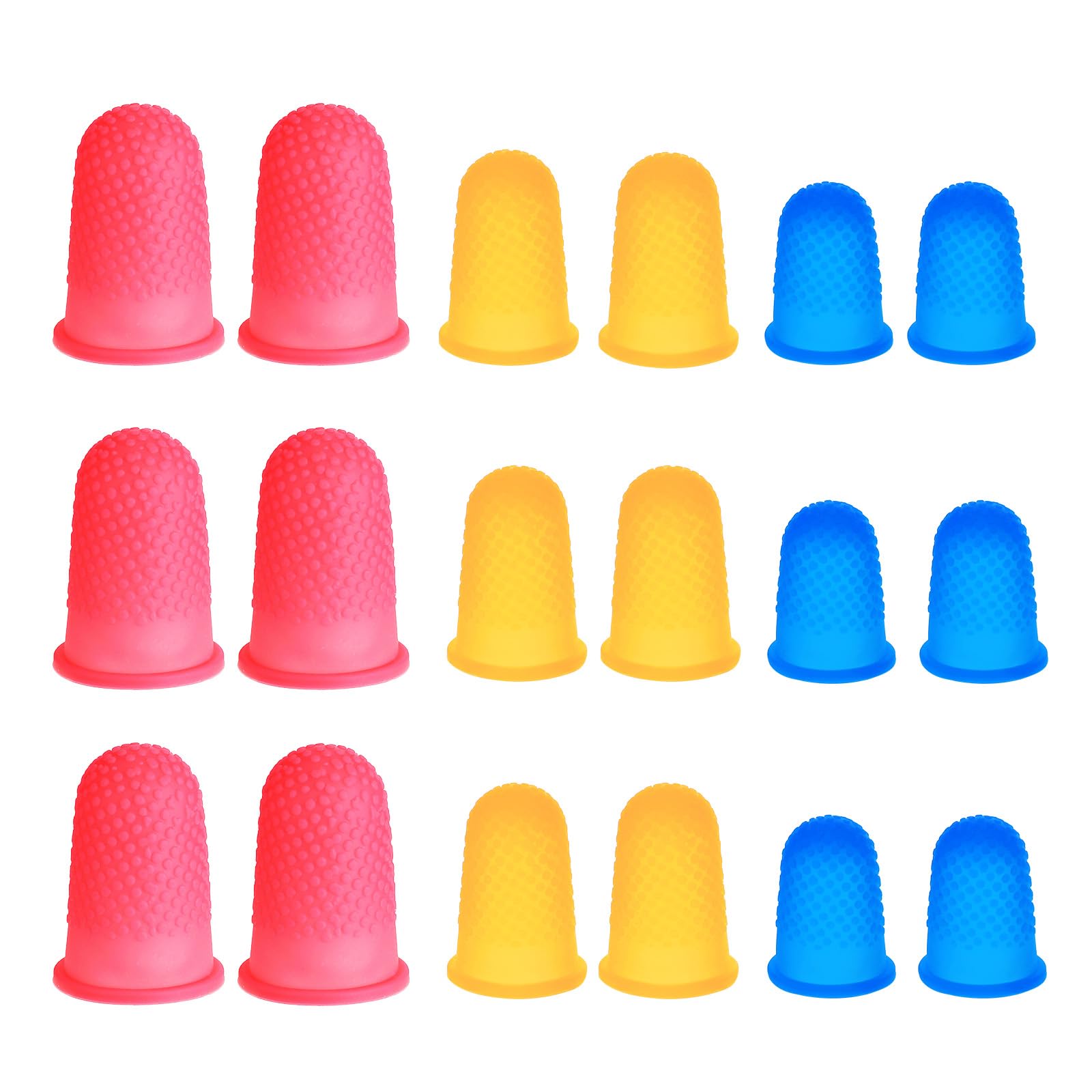 Ptwola 15PCS Rubber Finger Thimbles, 3 Sizes Colors Silicone Finger Tips Guard Cots Reusable Finger Protector Covers Finger Pads Grips for Paperwork Cutting Embroidery Carving Sorting