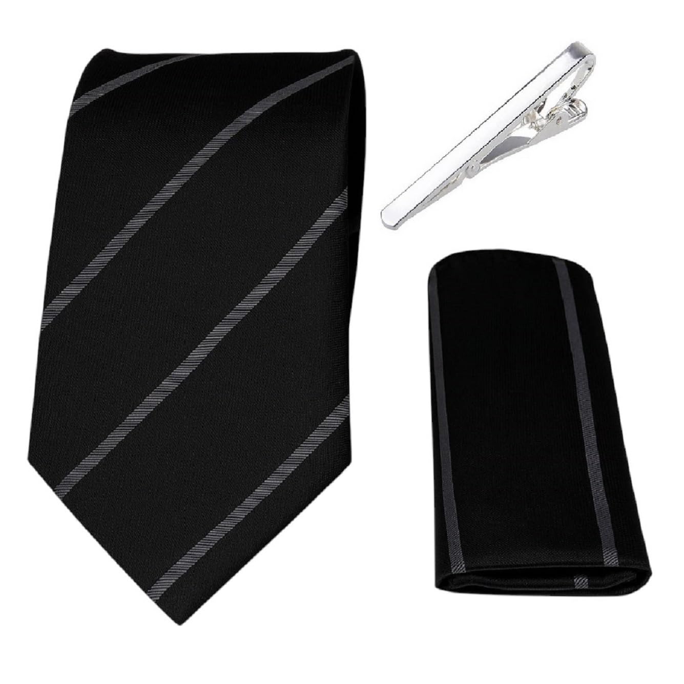 FashMade Italian Microfibre Tie & Pocket Square Combo with Silver Brass TiePin | 2.75 Inch Broad Tie | 10x10 inch Pocket Square TP-36-image-41