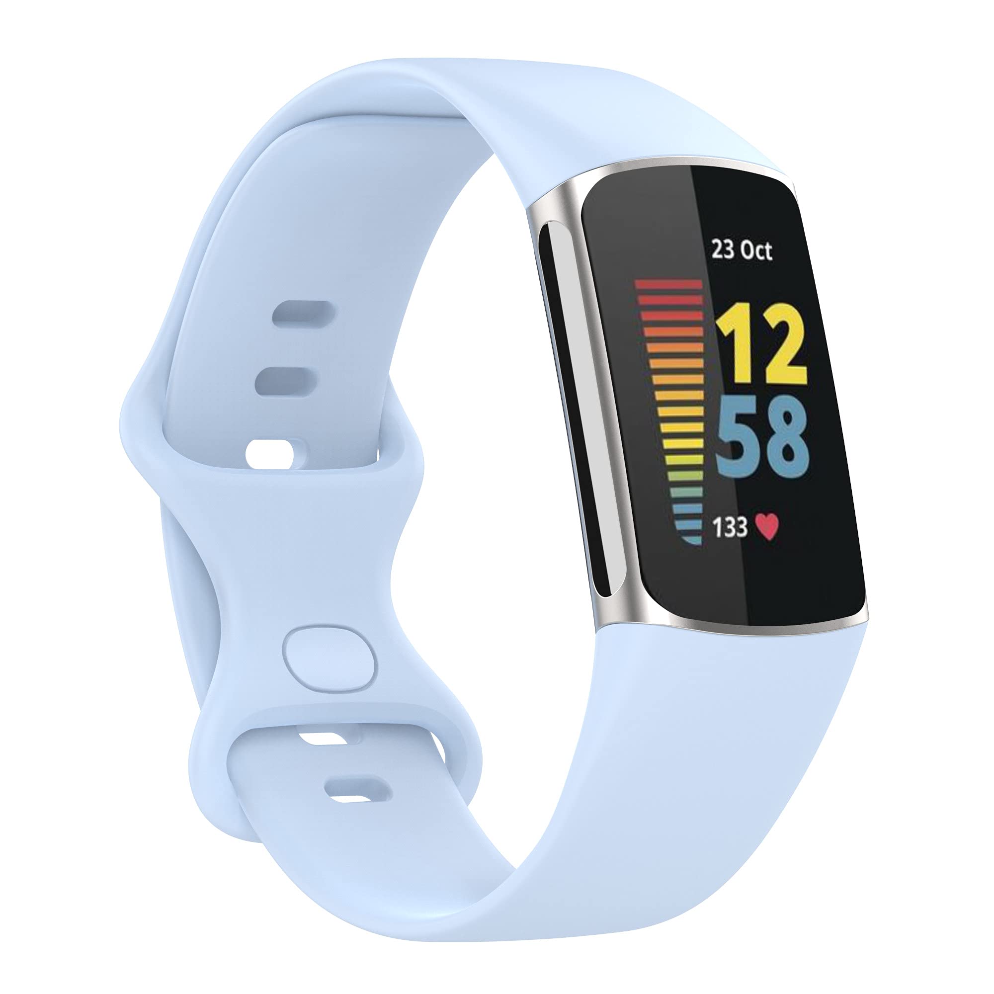 AISPORTS Compatible with Fitbit Charge 6/5 Strap Silicone for Women Men, Soft Flexible Breathable Silicone Sport Wristband Metal Clasp Bracelet Replacement Strap for Fitbit Charge 6/5 Activity Tracker