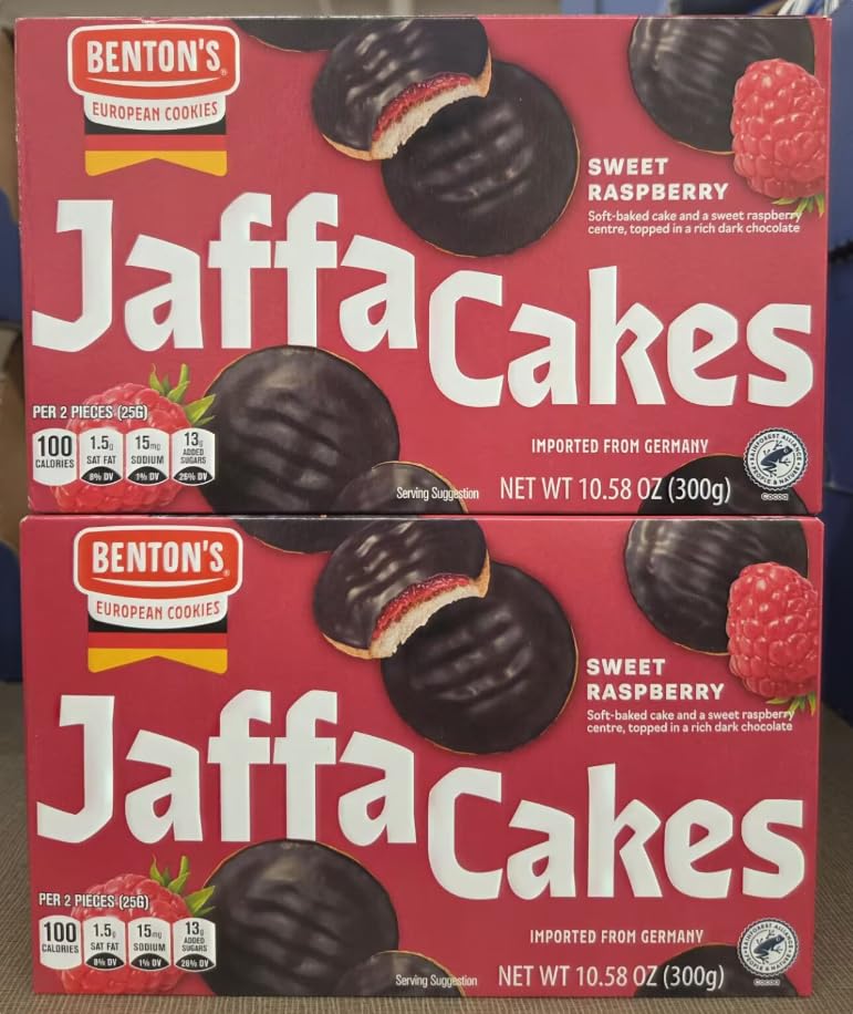 Bentons Jaffa Cakes Zingy Raspberry 10.58oz 300g (Two Boxes)