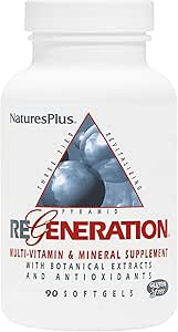 Natures Plus Regeneration Multivitamin - 90 Softgels - with Potent Botanical Extracts, Minerals &amp; Antioxidants - Natural Energy Production &amp; Overall Well-Being - Gluten-Free - 30 Servings