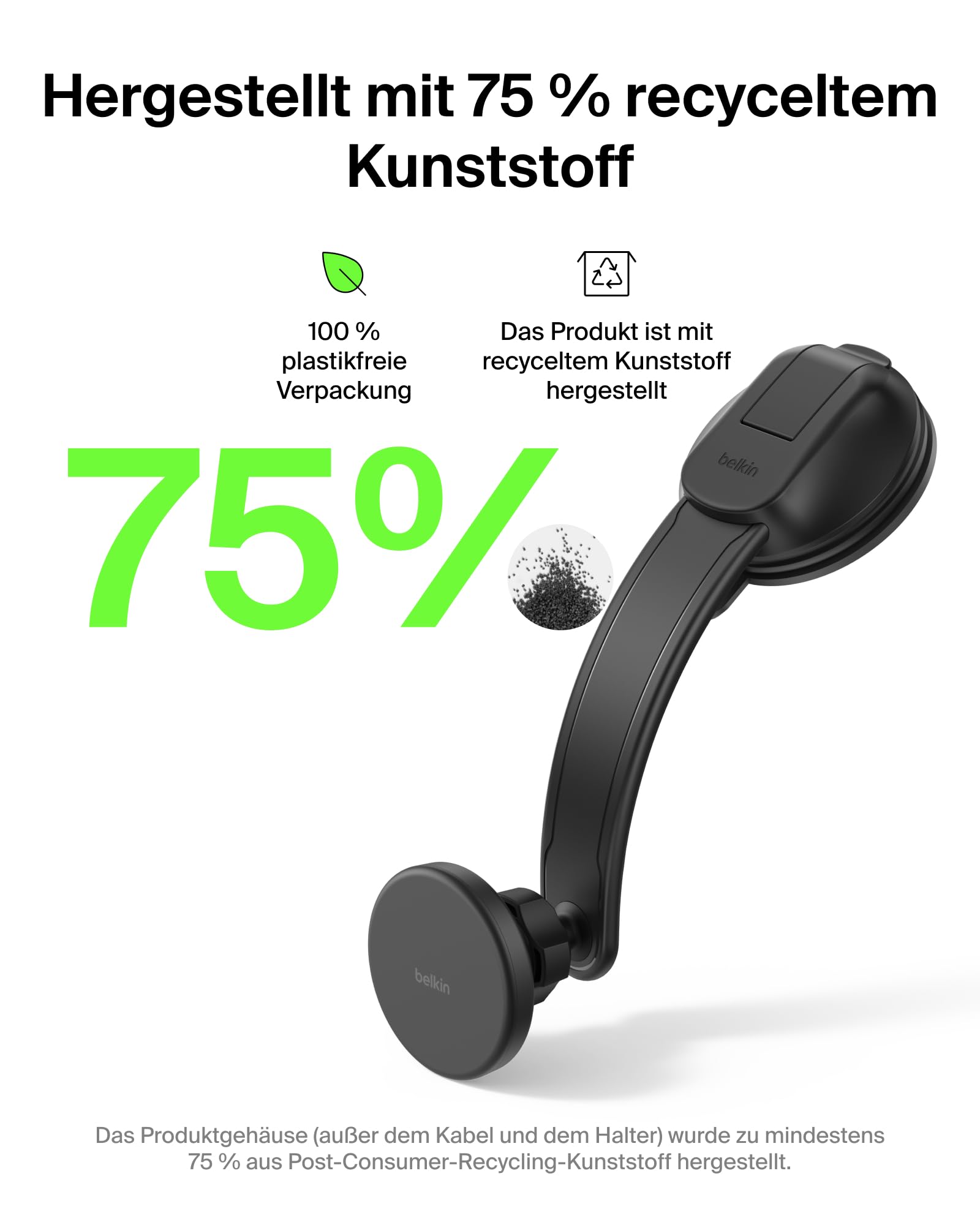 Belkin Kfz Ladegerät Kabellos, Handy Autohalterung mit Ladefunktion, MagSafe Kompatibel, USB-C-Kabel, Induktive Ladestation Auto für iPhone 17, Galaxy S25, Pixelsnap usw., Qi2 Schnellladen – Schwarz