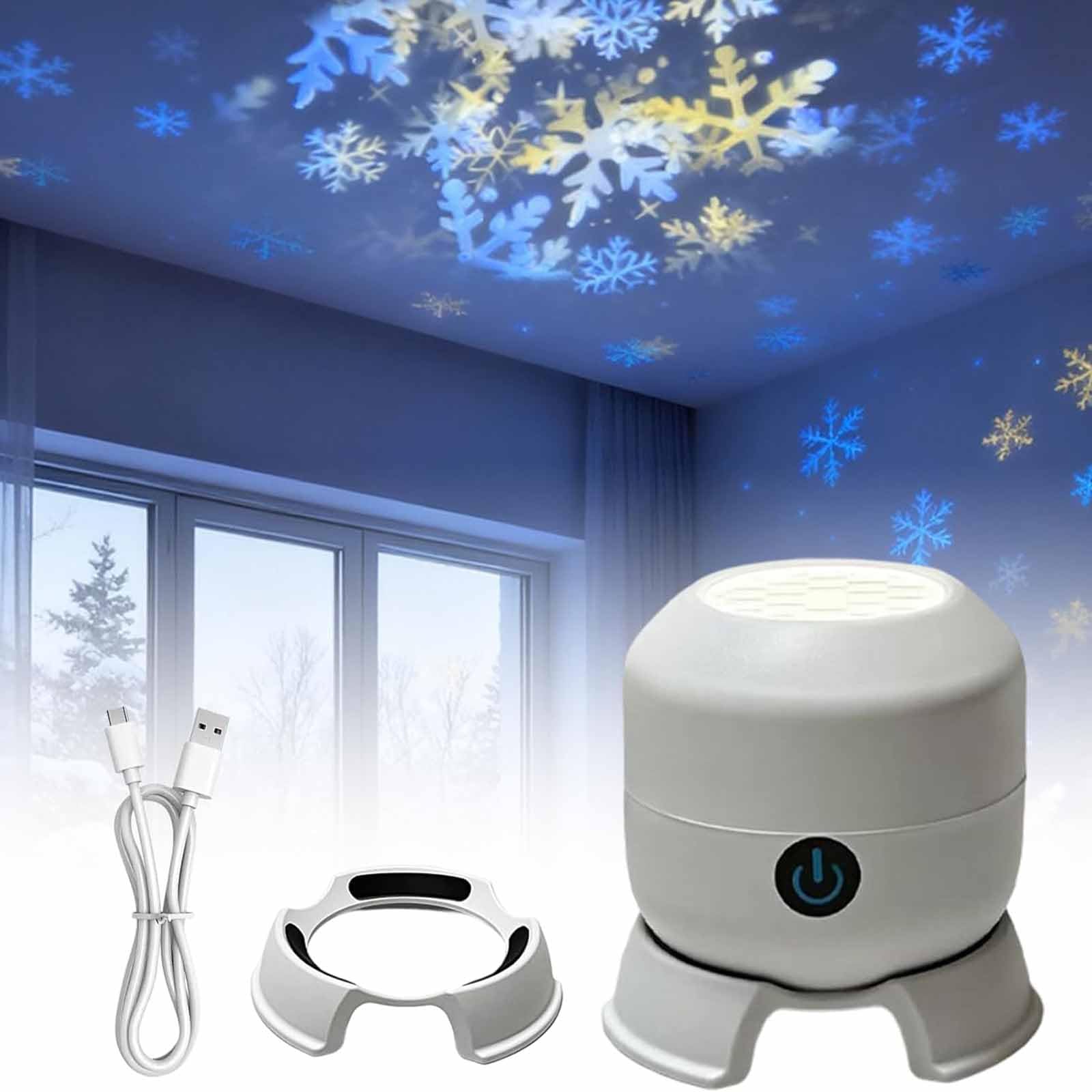 Dynamic Rotating LED Projector Light, USB Rechargeable LED Projector, Snowflake/Christmas/Oceans Dynamic Patterns, 360° Rotating Ocean Night Light Projector for Bedroom, Room Decor (Ocean) — view 9