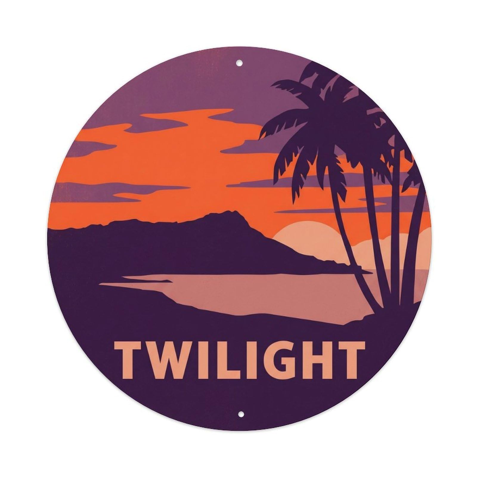 Hawaii Twilight Sky Volcanic Island Tropical Metal Tin Sign