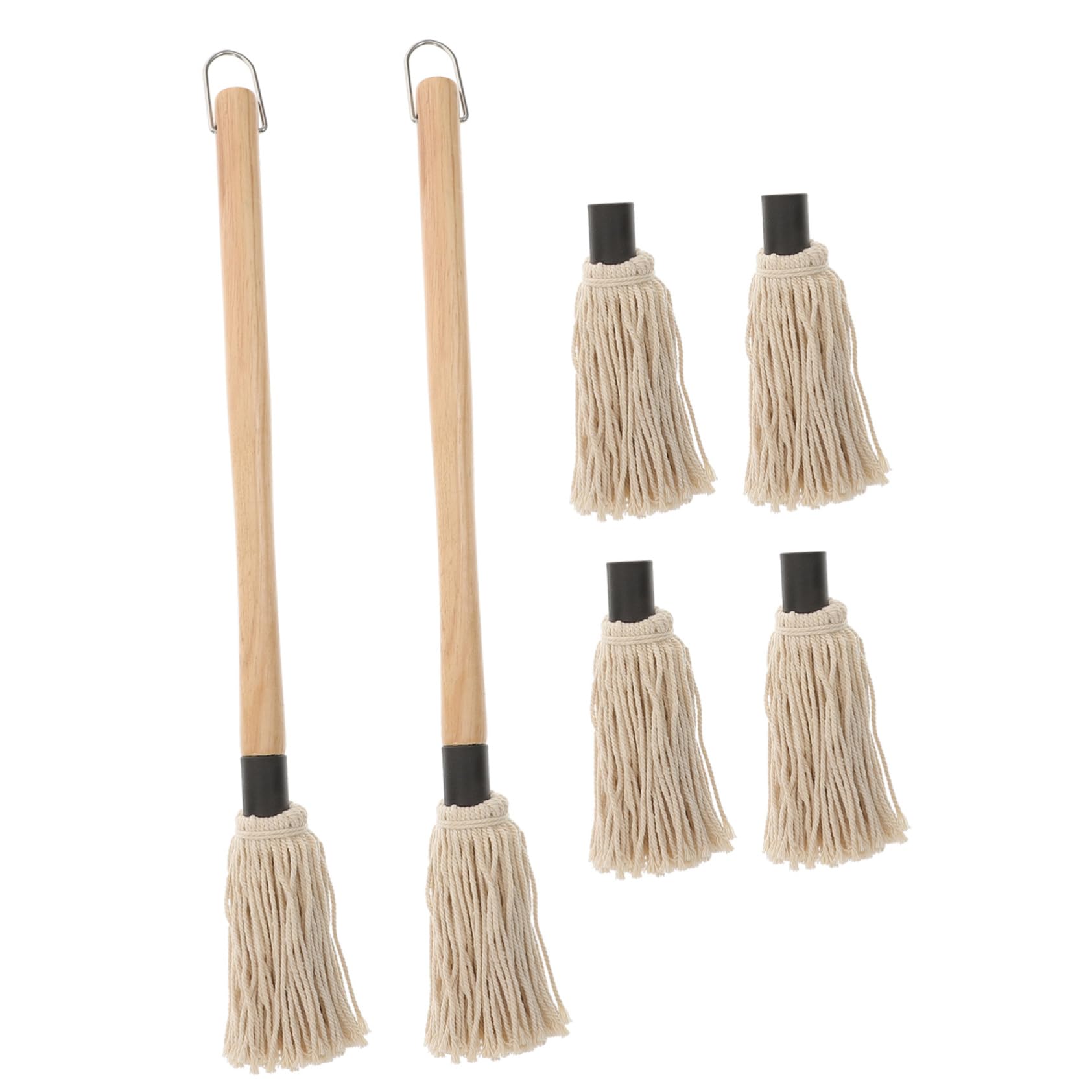 BESPORTBLE Pinceau de Cuisson à Fil de Coton pour Barbecue 8 Pièces Manche en Bois 6 Têtes à Huile Lavables pour Cuisson et Pâtisserie