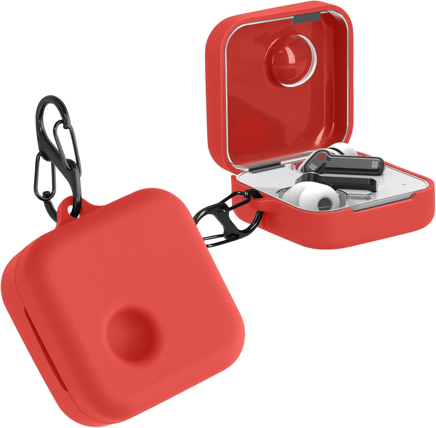 kwmobile Case Compatible with Nothing Ear (1) Case – Silicone Cover Holder for Earbuds – Red