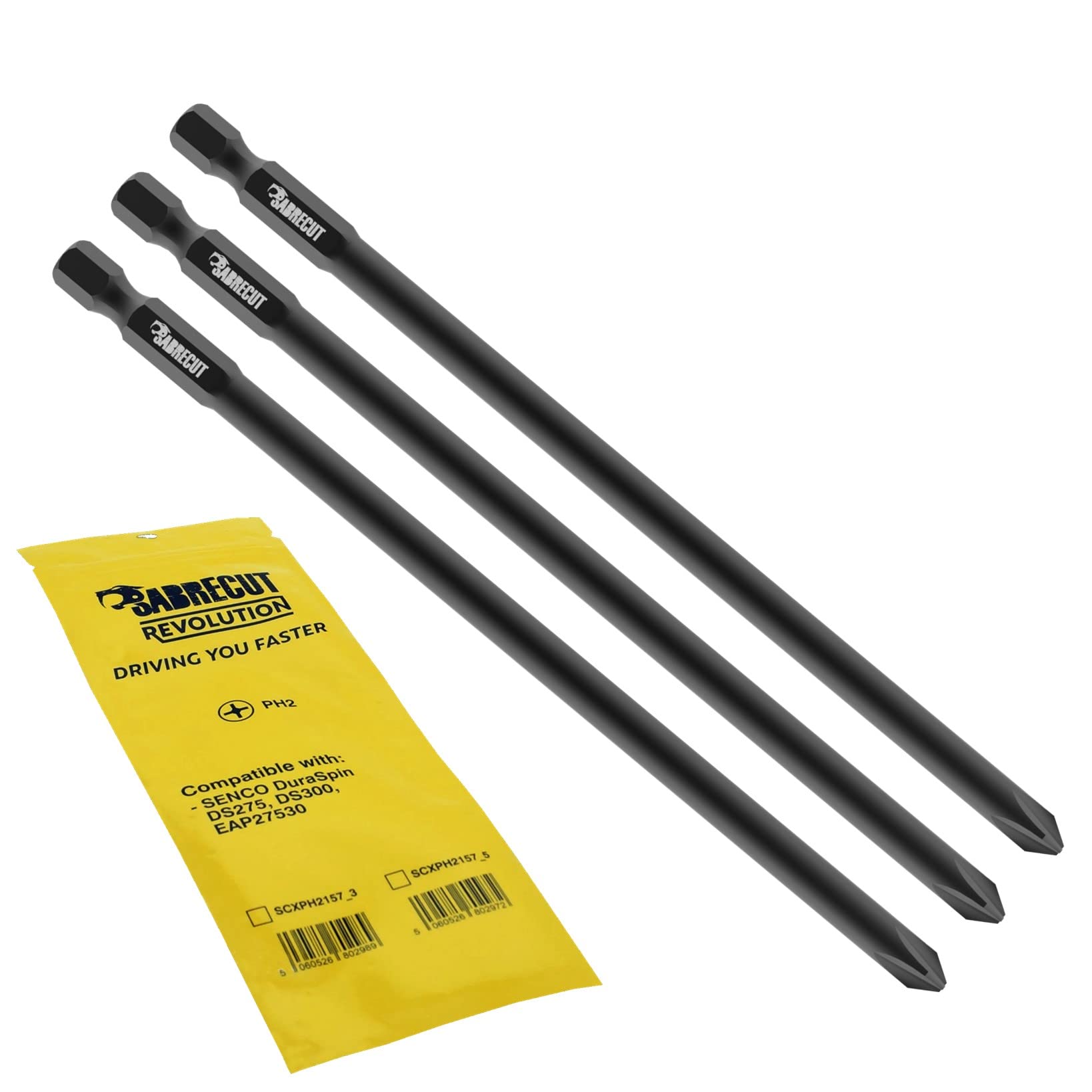 SabreCut 3x Bits for SENCO Autofeed Gun DuraSpin PH2 Driver Bits For DS275 DS300