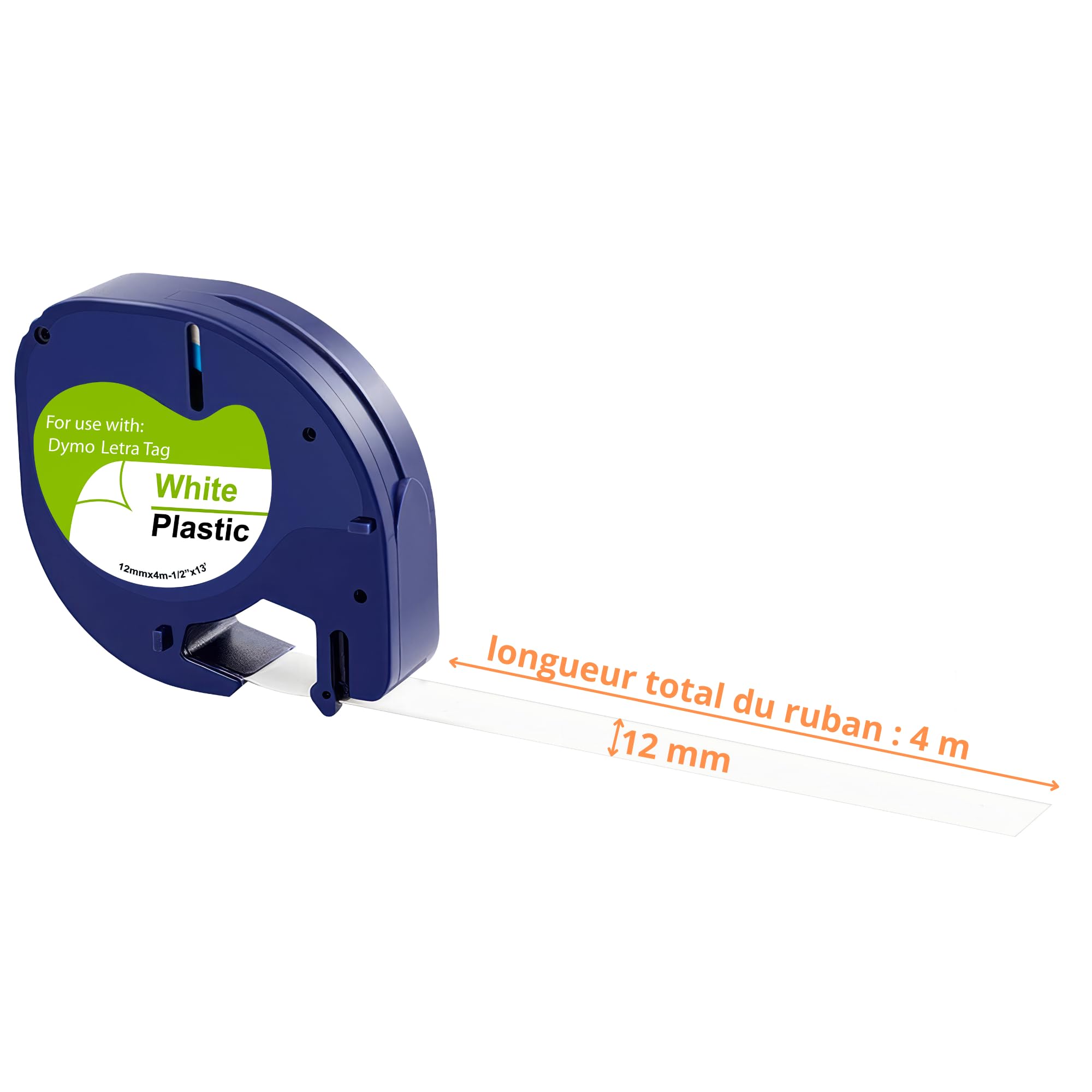 Image secondaire de Lot de 5 Rubans Blancs pour Étiqueteuse Dymo LetraTag - Étiquettes Plastiques Rechargeables