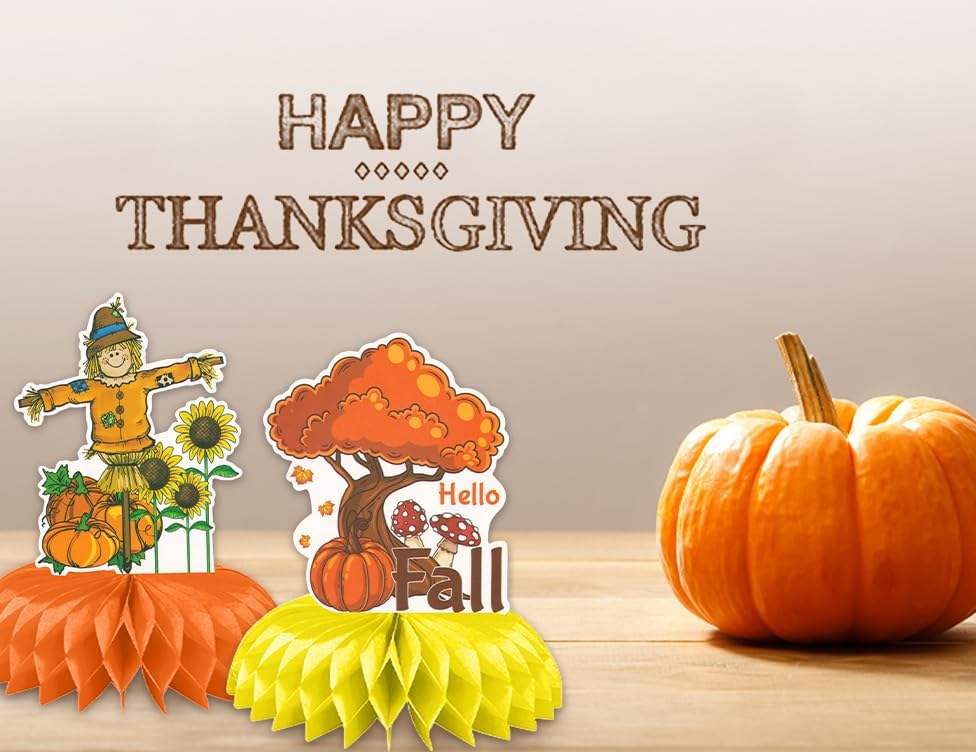 Miniatura 3 de Hying 9 piezas de gnomos de otoño centros de mesa de panal para mesa, centros de mesa de panal de Acción de Gracias, centros de mesa de cosecha de