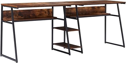 Multifuncional, simples e elegante etc, mesas de treinamento, mesas, pode ser vitimizado como escrivaninhas, com estantes soltas e prateleiras de armazenamento de 2 camadas, trabalhos de mesa de farseeing de escritório para duas pessoas