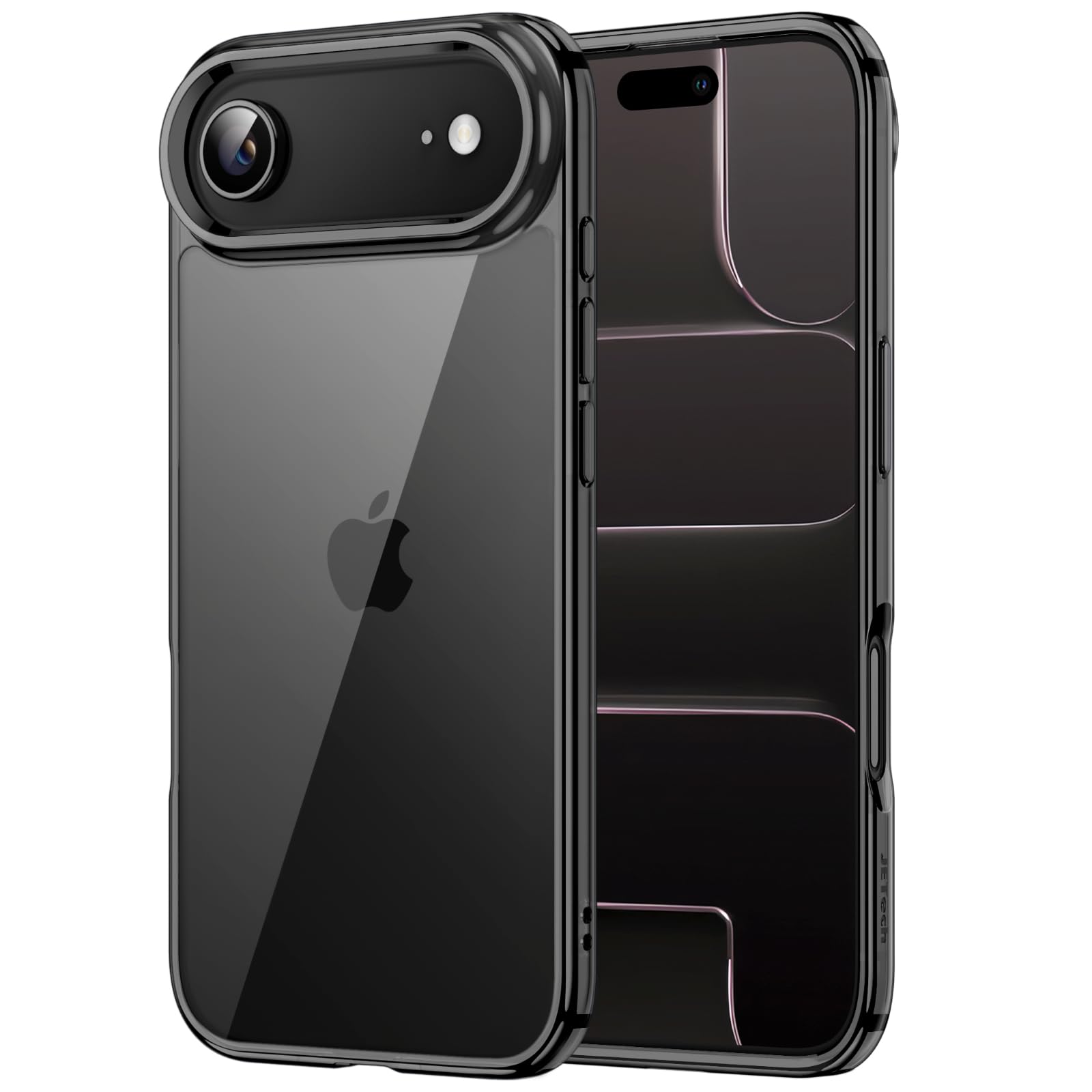 JETech Hülle für iPhone Air, Nicht Vergilbende Stoßfest Stoßfänger Handyhülle, Anti-Kratzer Transparent Rückseite (Schwarz)