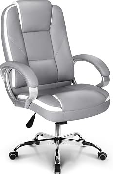 NEOCHAIR Office Chair Gaming Chair High Quality PU Leather x Pocket Coil Cushion x High Back x Home Work BLC Gray