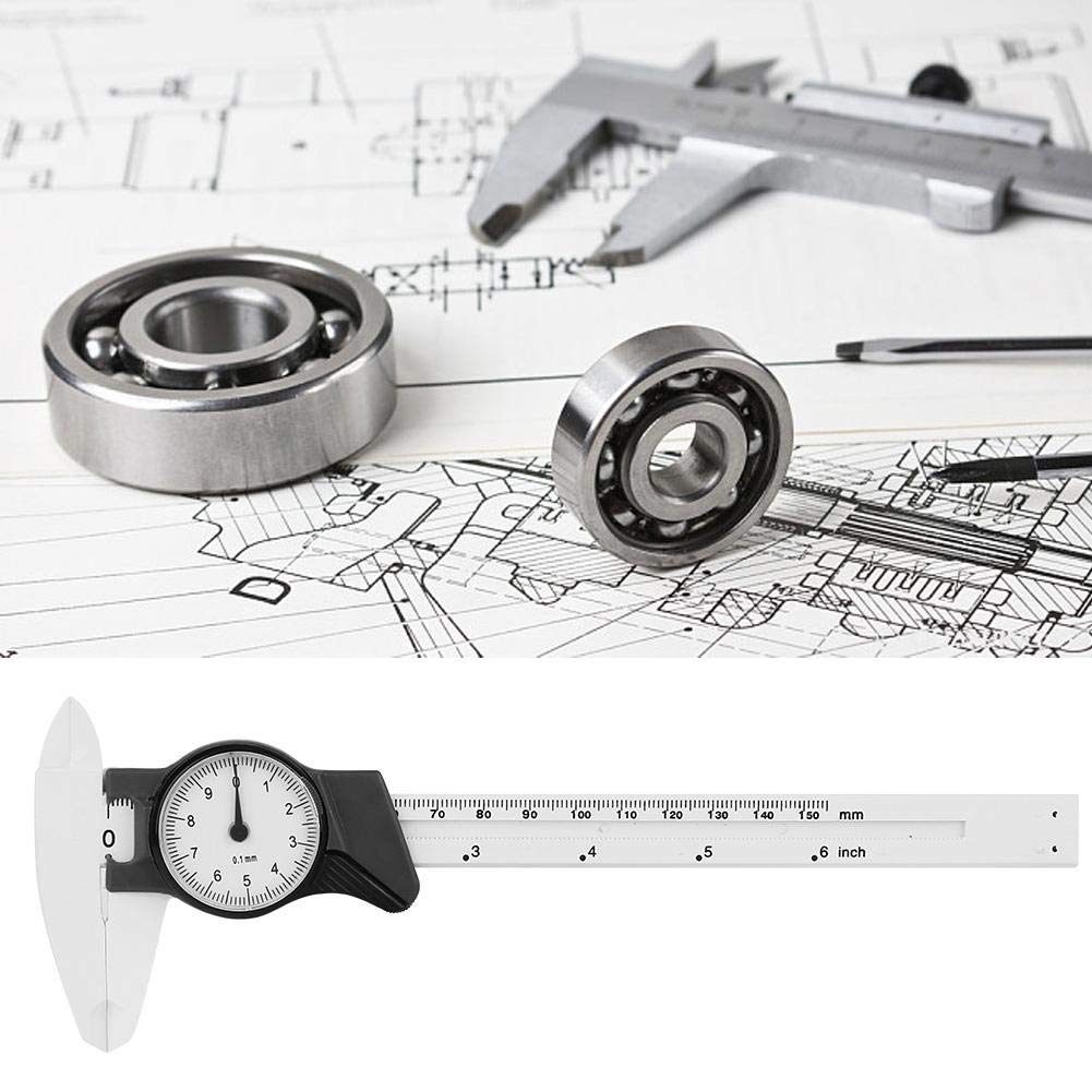 Dial Caliper 0-150mm Plastic Dial Vernier Caliper Ruler Gauge Roofessional Measure Tool(Blanco)