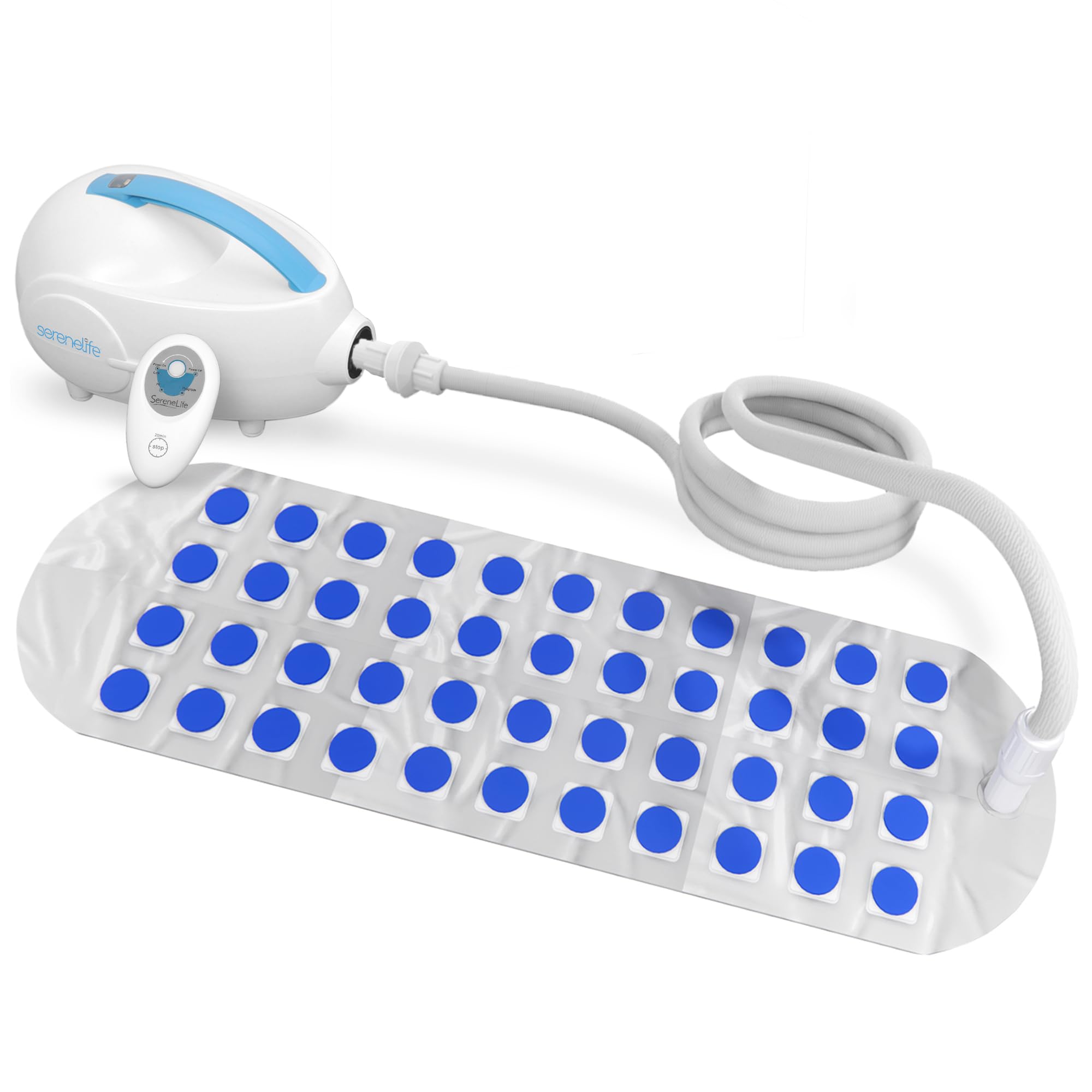 serenelife portable spa bubble bath massager - thermal spa waterproof non-slip mat with suction cup bottom, motorized air pump & adjustable bubble settings - remote control included - phspamt22