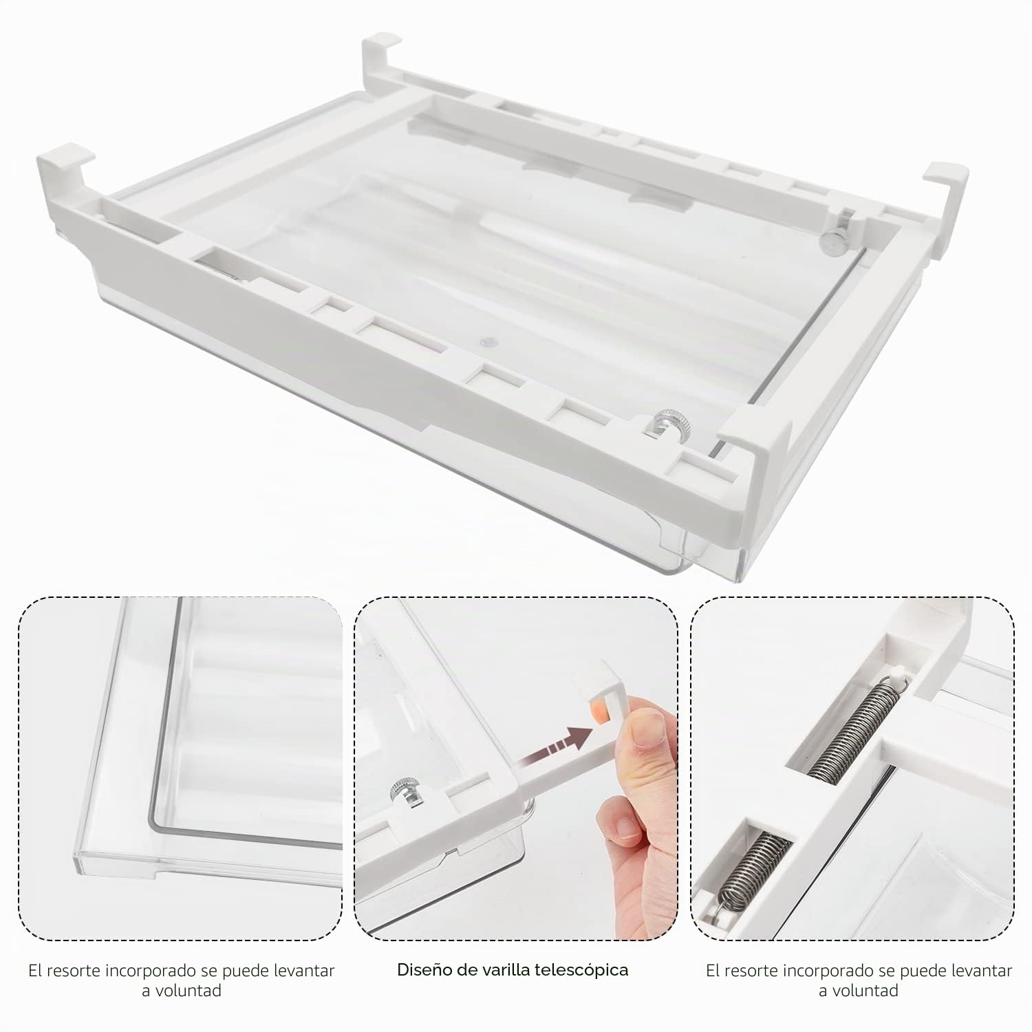 Cajón para huevos extensible para frigorífico, espacio para 18 huevos, organizador adecuado para la mayoría de los refrigeradores