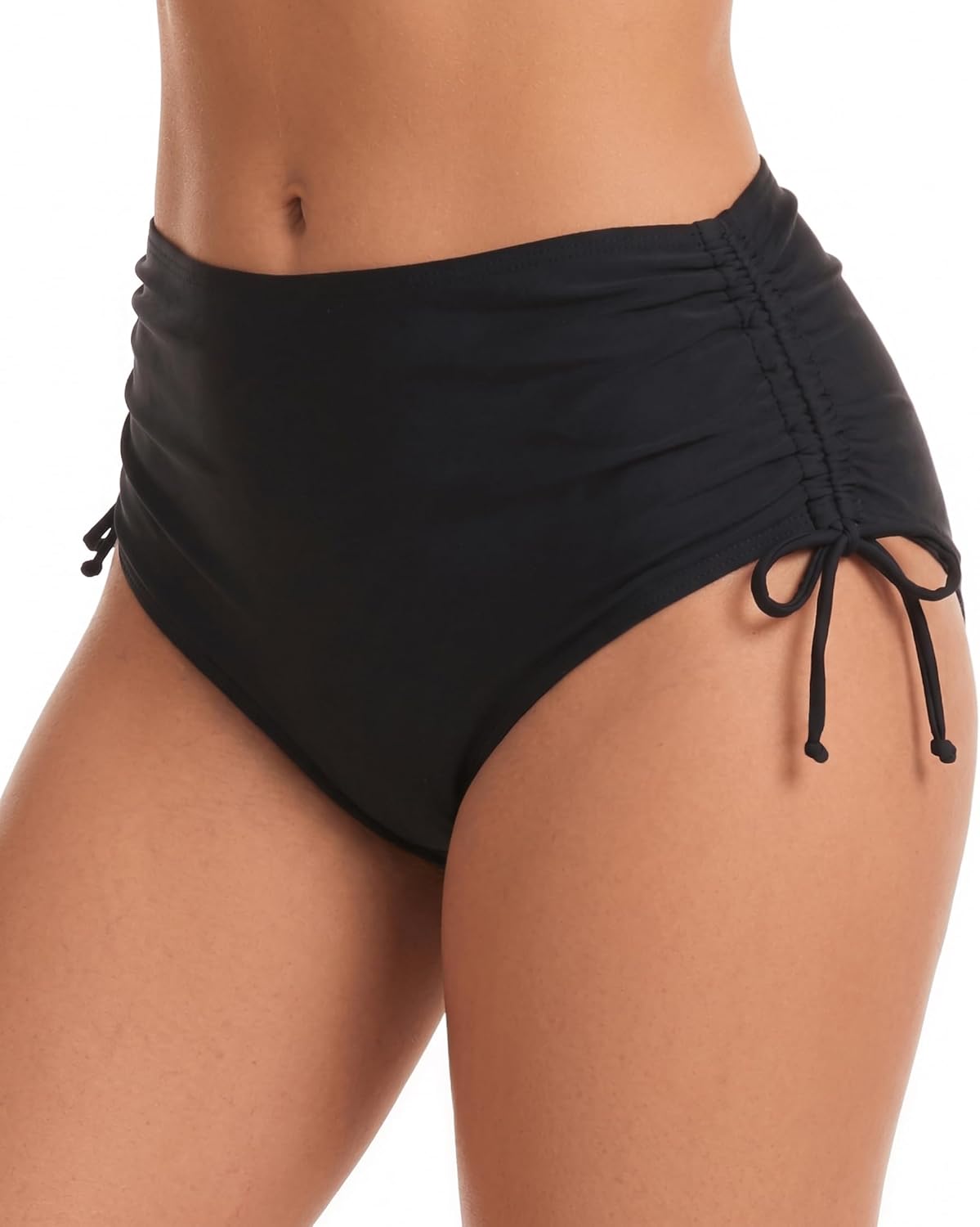 Women's High Waisted Bikini Bottoms Full Coverage Swim Bottom Tummy Control Side Tie Swimsuit Bathing Suit Bottoms