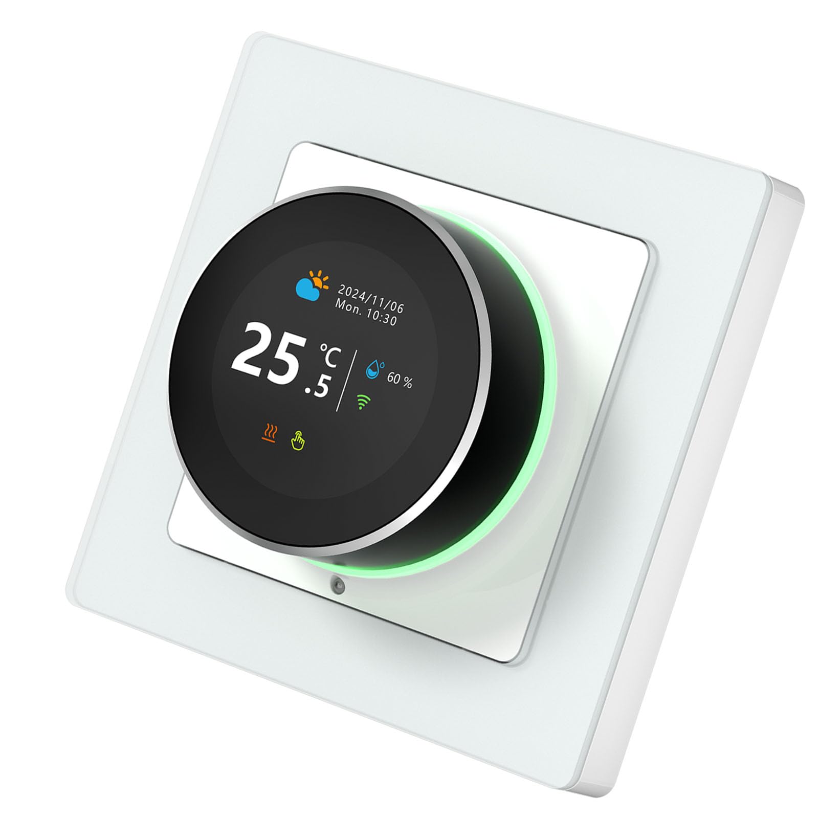 Inteligentny Termostat Wi-Fi, Dwukierunkowe Pokrętło, Programowalna Kontrola Temperatury, Zdalne Polecenia Głosowe, Idealny do Ogrzewania Domu