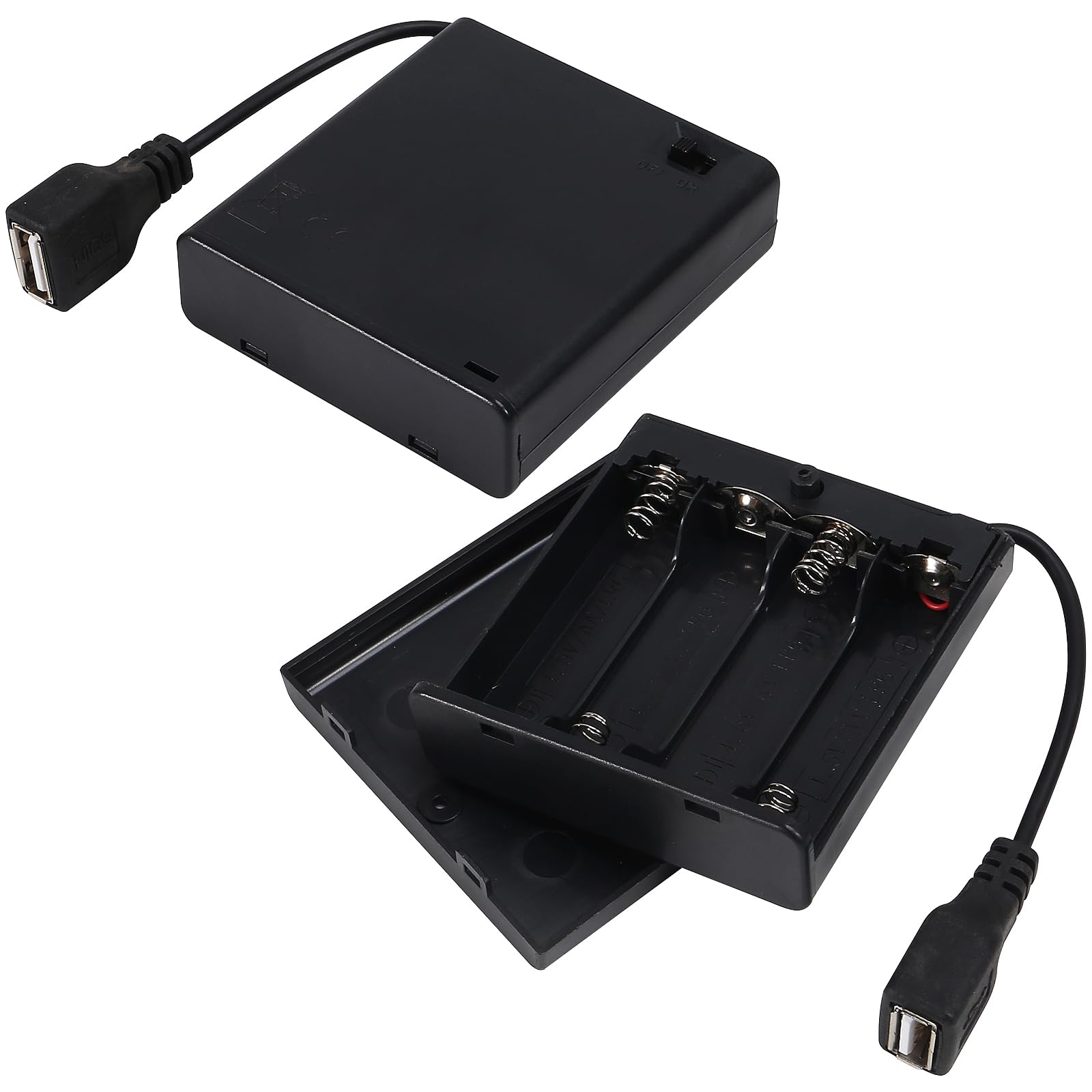 1 Piece,  3 AA Battery Holder USB Switch 6V USB Female Socket 4 x 1.5V AA Battery Case Box Holder On/Off Switch for RC Cars LED Light