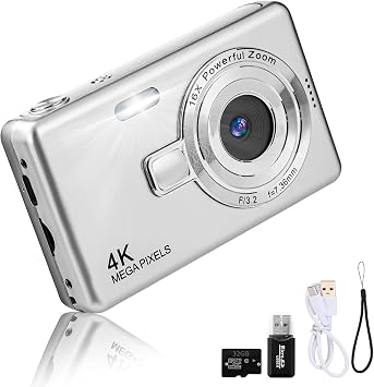 Digital Camera - 1080P FHD 44MP with 2.4" LCD Screen Compact Portable Vlogging Photo Camera with 32gb SD Card 16X Digital Zoom for Kids Teen Students Beginner