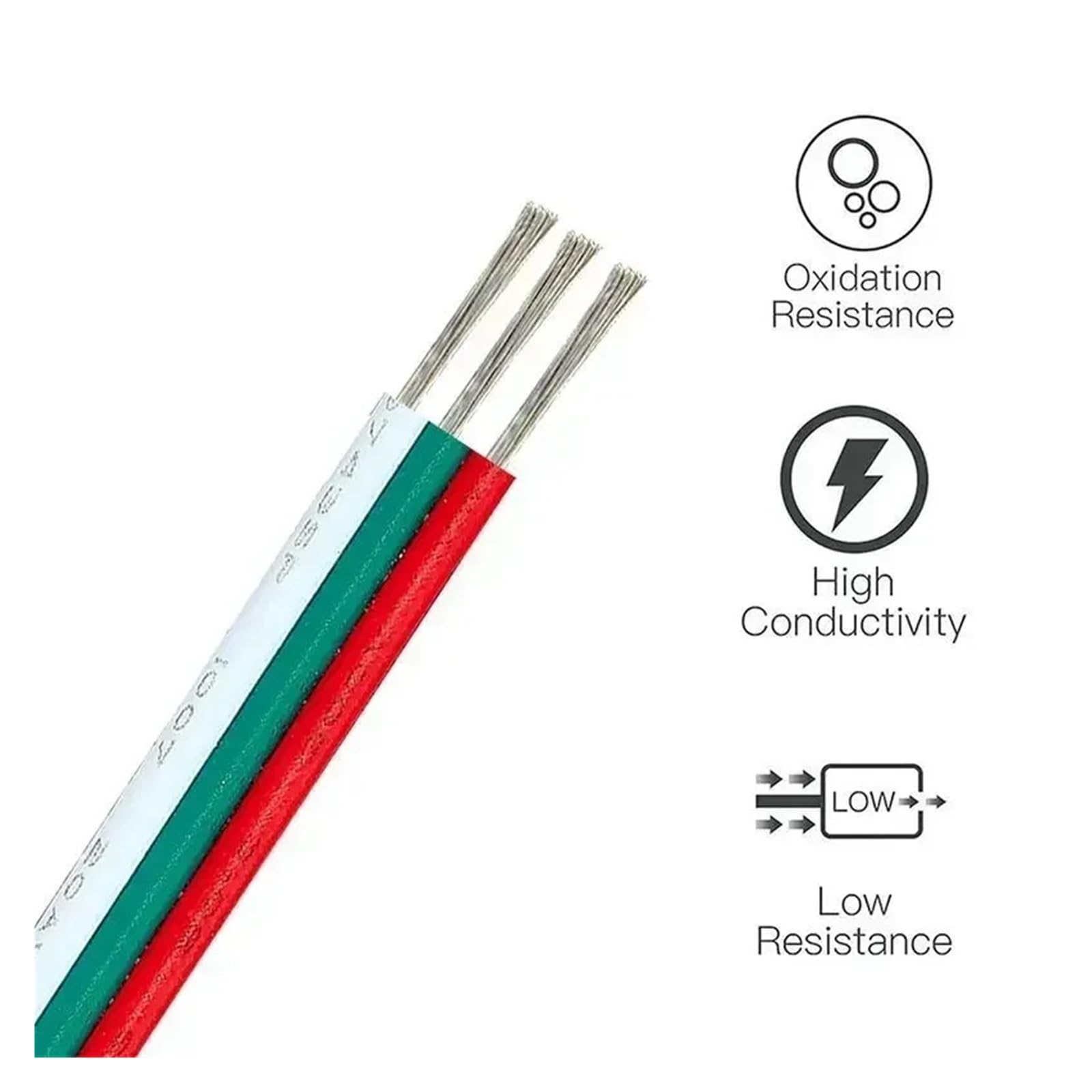 30/50/100m 3PIN Przewody Elektryczne Kabel 22 20 18 AWG Cynowana Miedź Elastyczny Przedłużacz Do Taśmy Świetlnej(Color C,50m 22AWG)